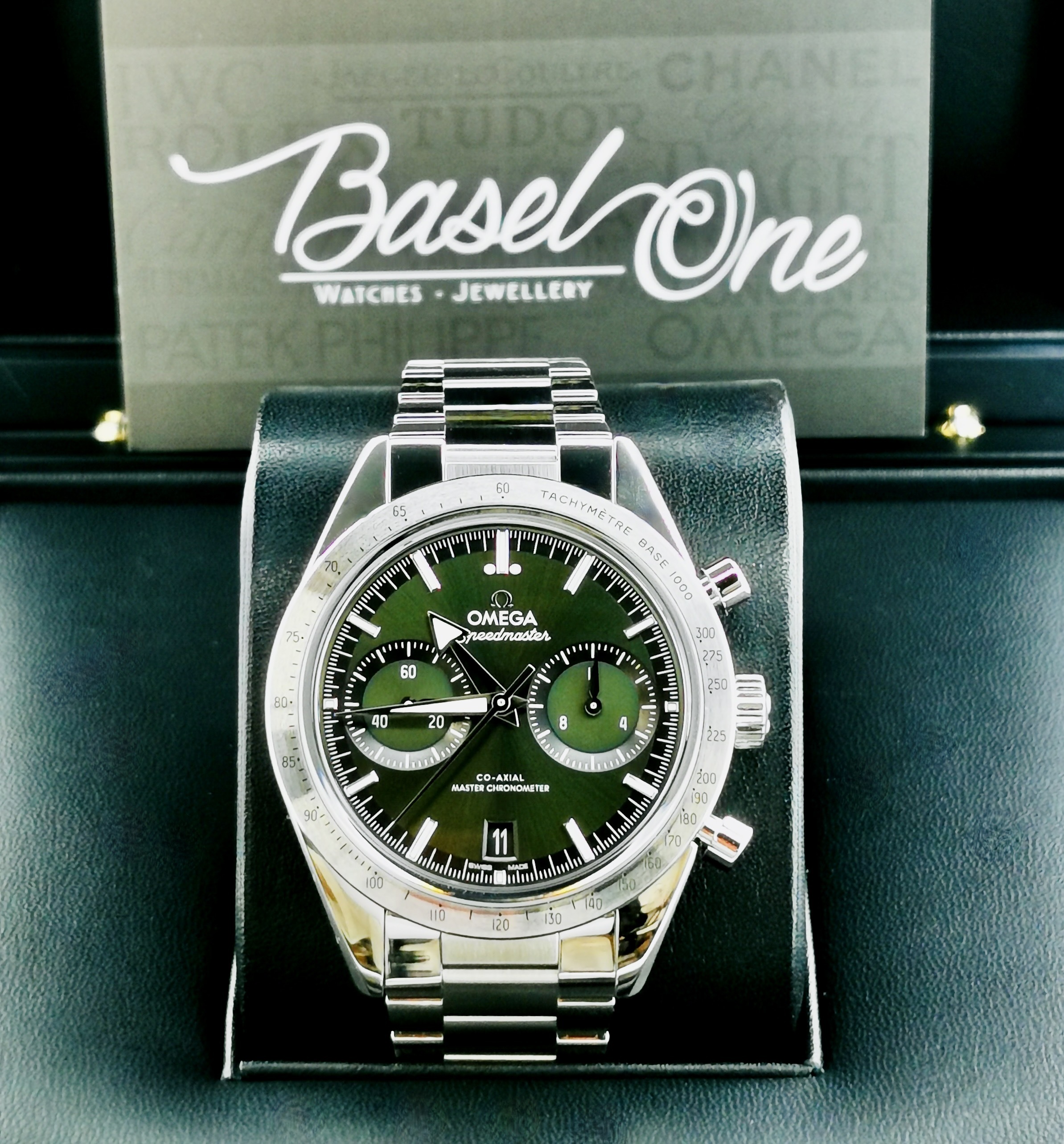 BRAND NEW OMEGA SPEEDMASTER 57 GREEN DIAL STEEL 332.10.41.51.10.001 33210415110.001 40 MM