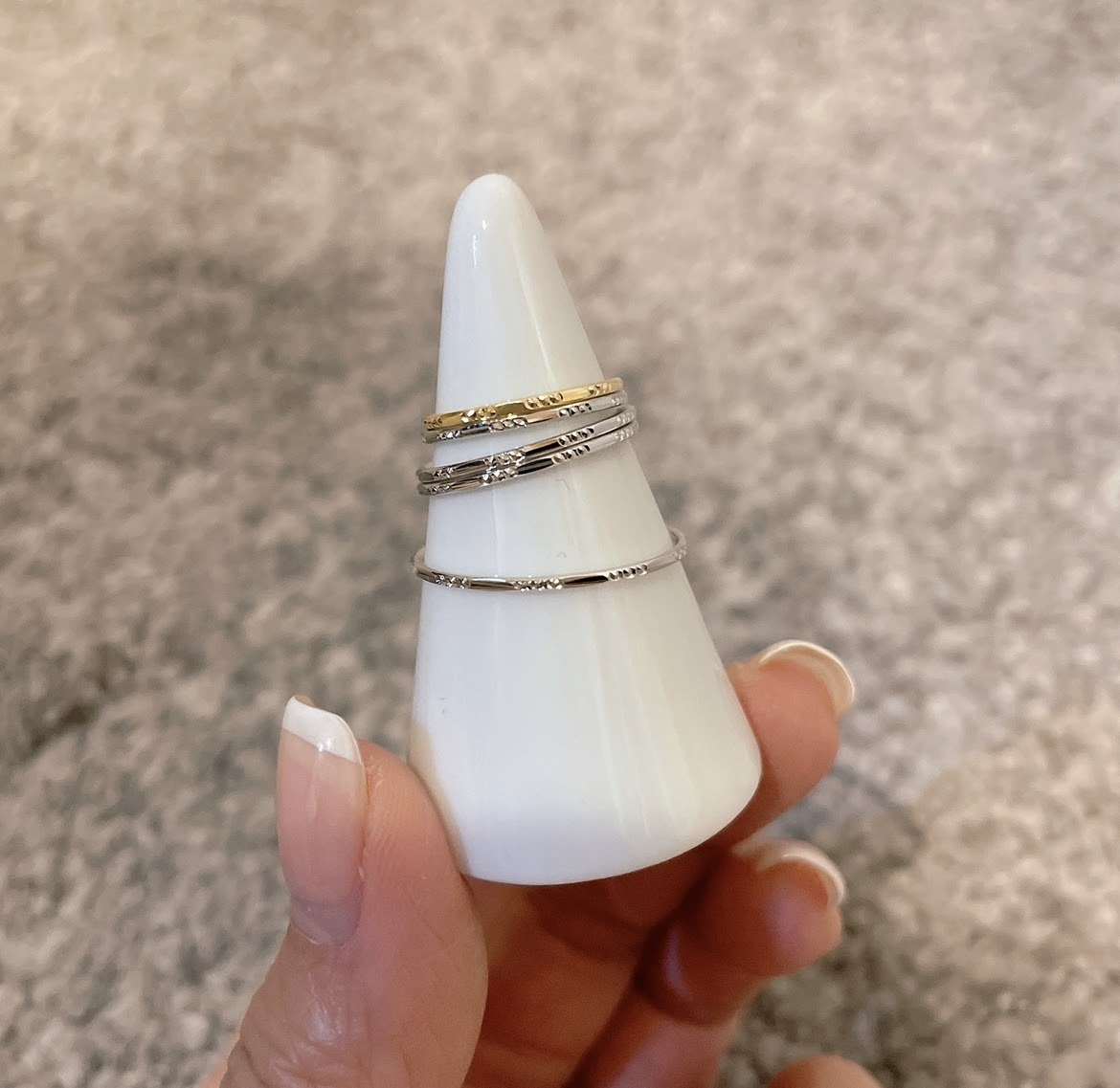 極細Ｋ金戒指 - 圓點款