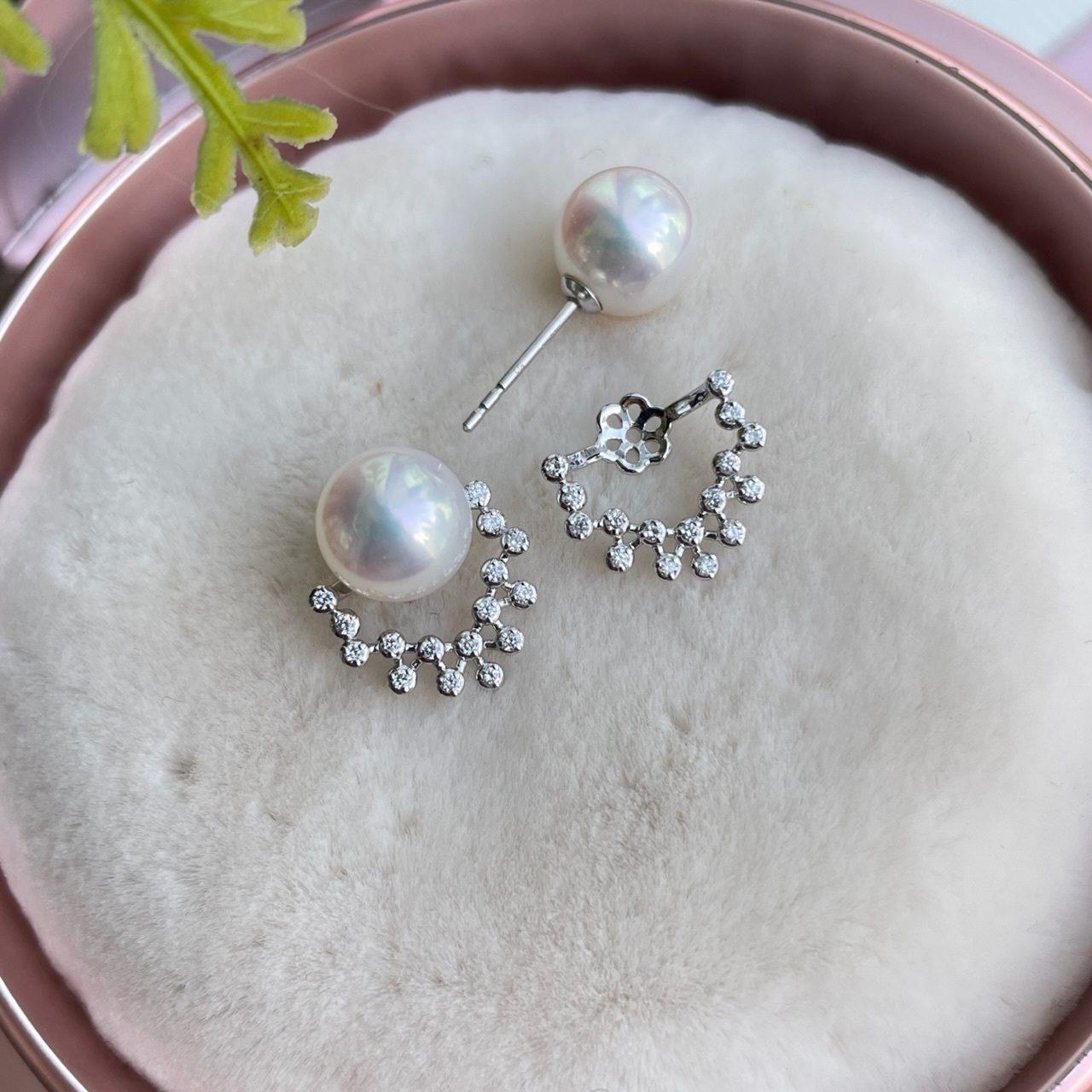 18K金滿天星鑽石耳套 (適合8-9mm珍珠)