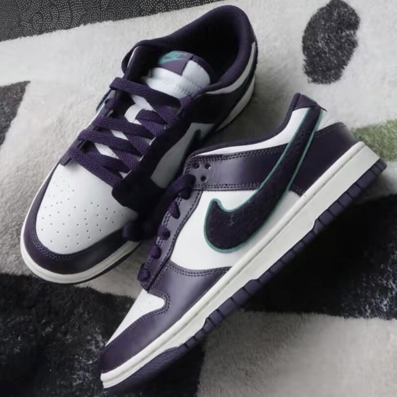 Nike Dunk Low "Chenille Swoosh" 白紫綠 紫茄子 搖粒絨 男鞋DQ7683-100