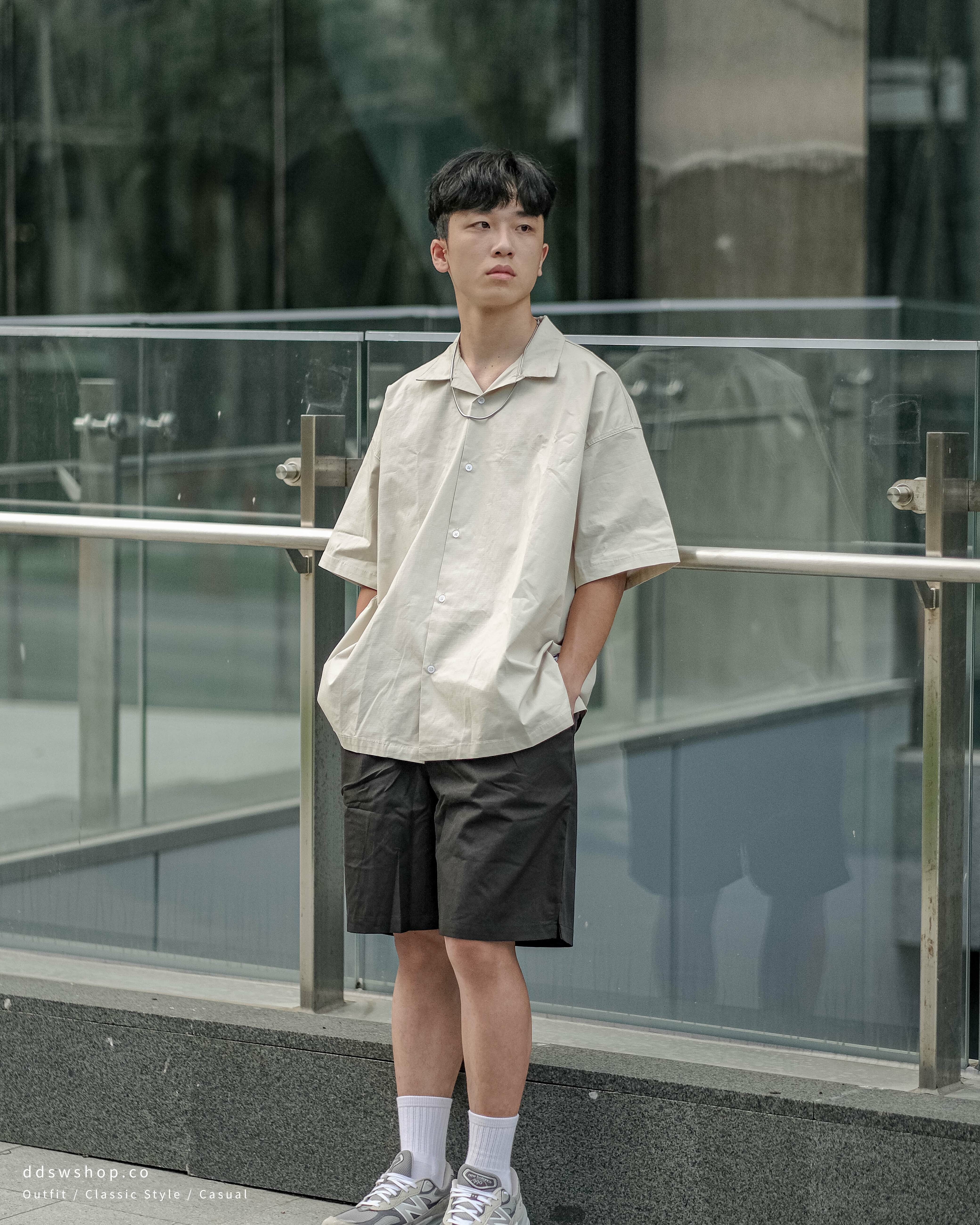 ANST 古巴領抗撕裂短袖襯衫 淺海鹽 深沙色