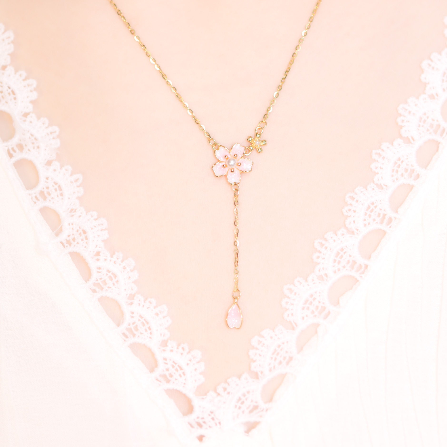 | 925純銀・ 金 | 櫻花飄流項鍊 | NE0893 |