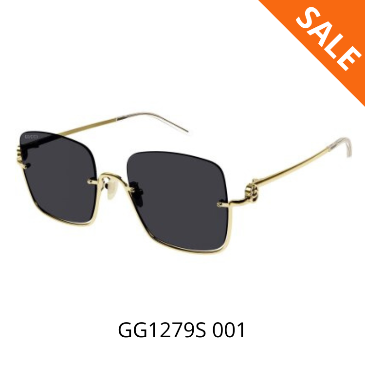 Gucci GG1279S 001太陽眼鏡 - 古馳倪妮同款方型半框金絲墨鏡