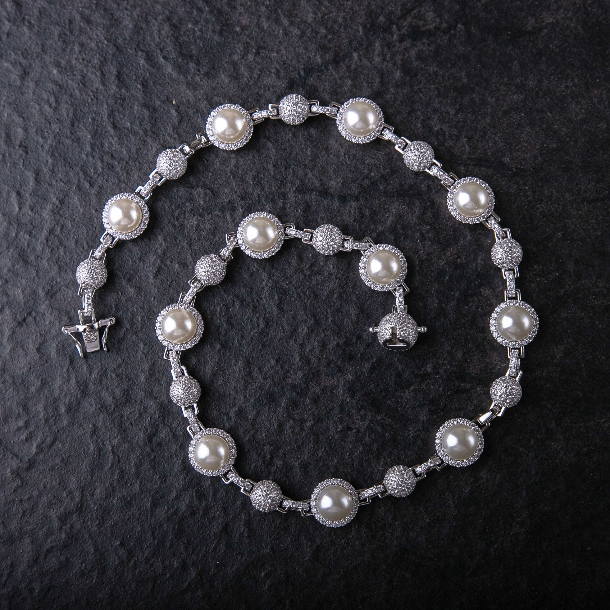 滿鑲冰球珍珠項鍊