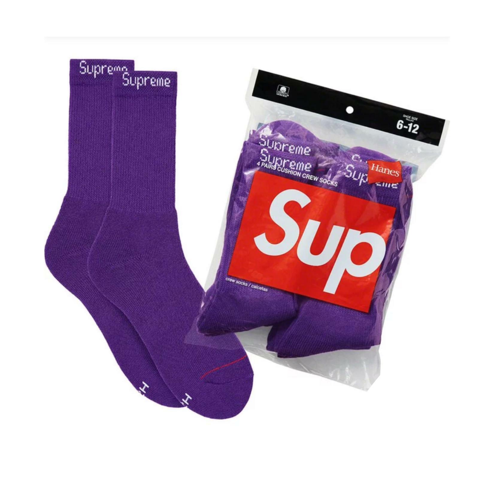 Supreme Hanes Cushion Crew Socks Pink / Puprle / Olive
