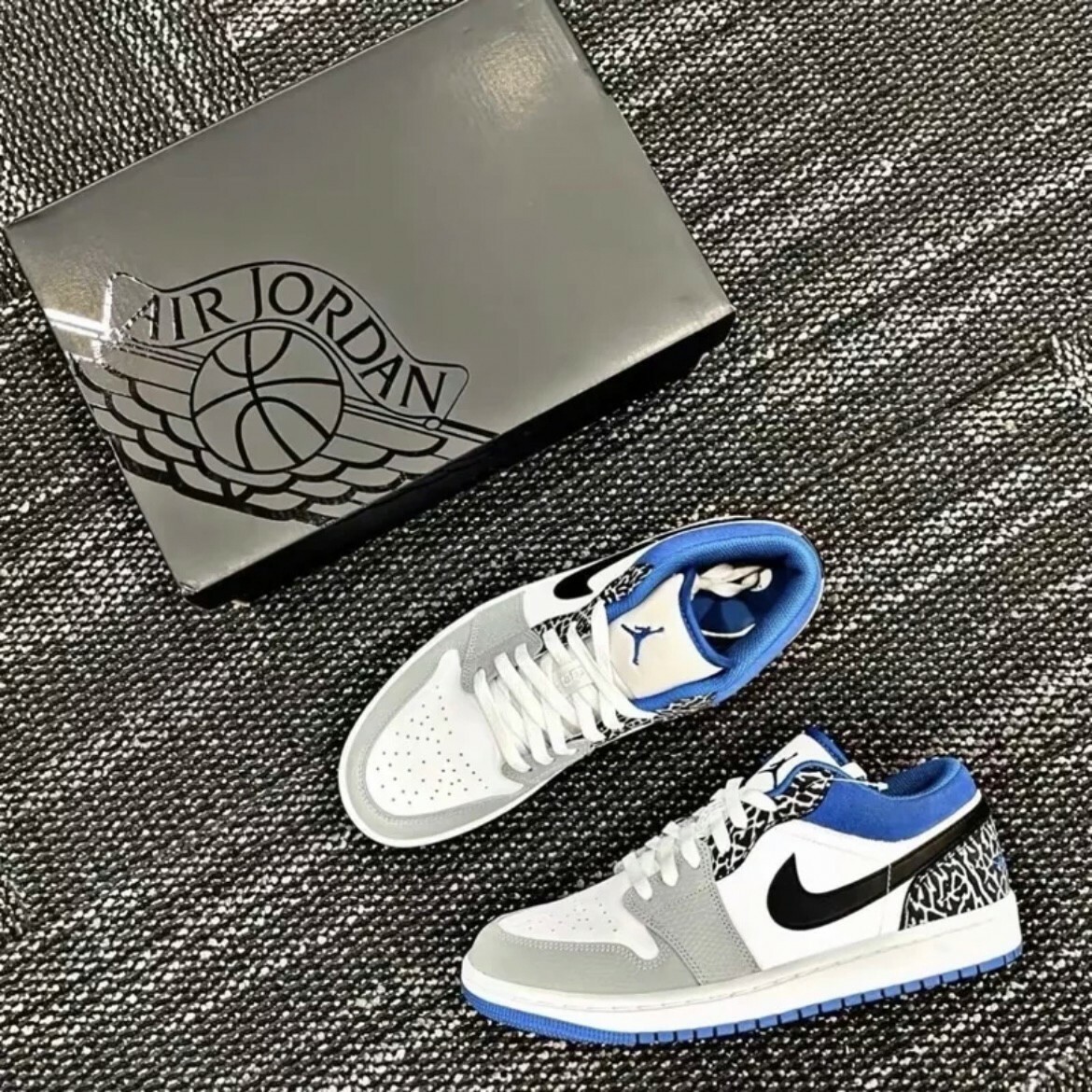 Nike Air Jordan 1 Low SE True Blue 煙灰 白藍 爆裂紋 DM1199-140