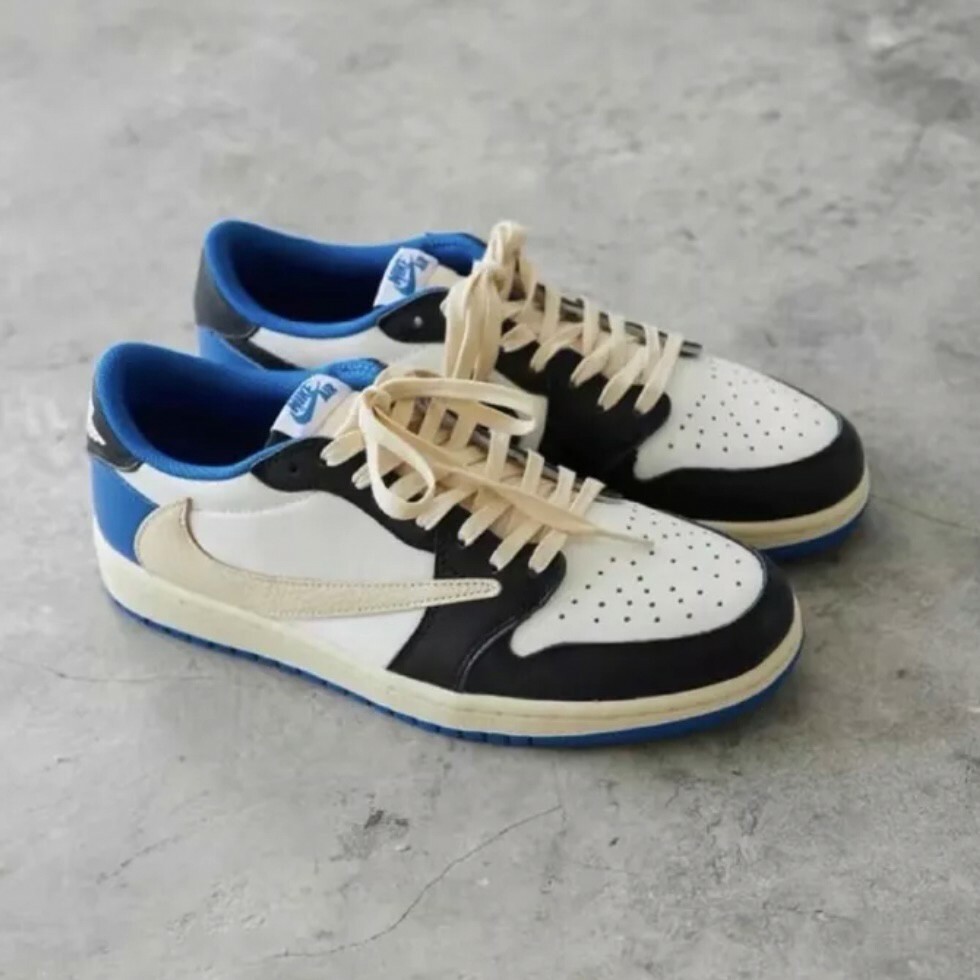 Nike Air Jordan 1 Low x Travis Scott x Fragment 閃電倒鉤 聯名 黑白藍 限量 DM7866-140