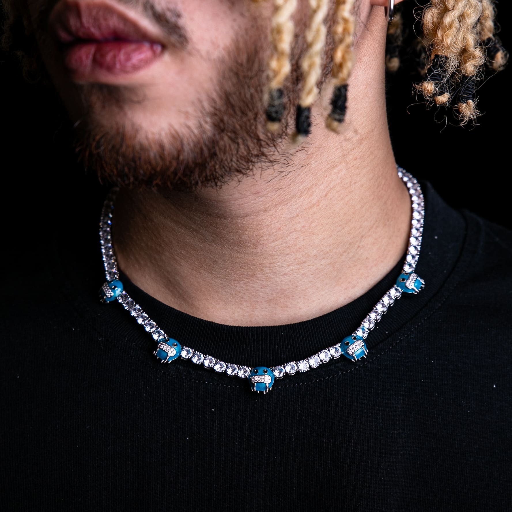 冰凍表情符號單排鑽網球鍊