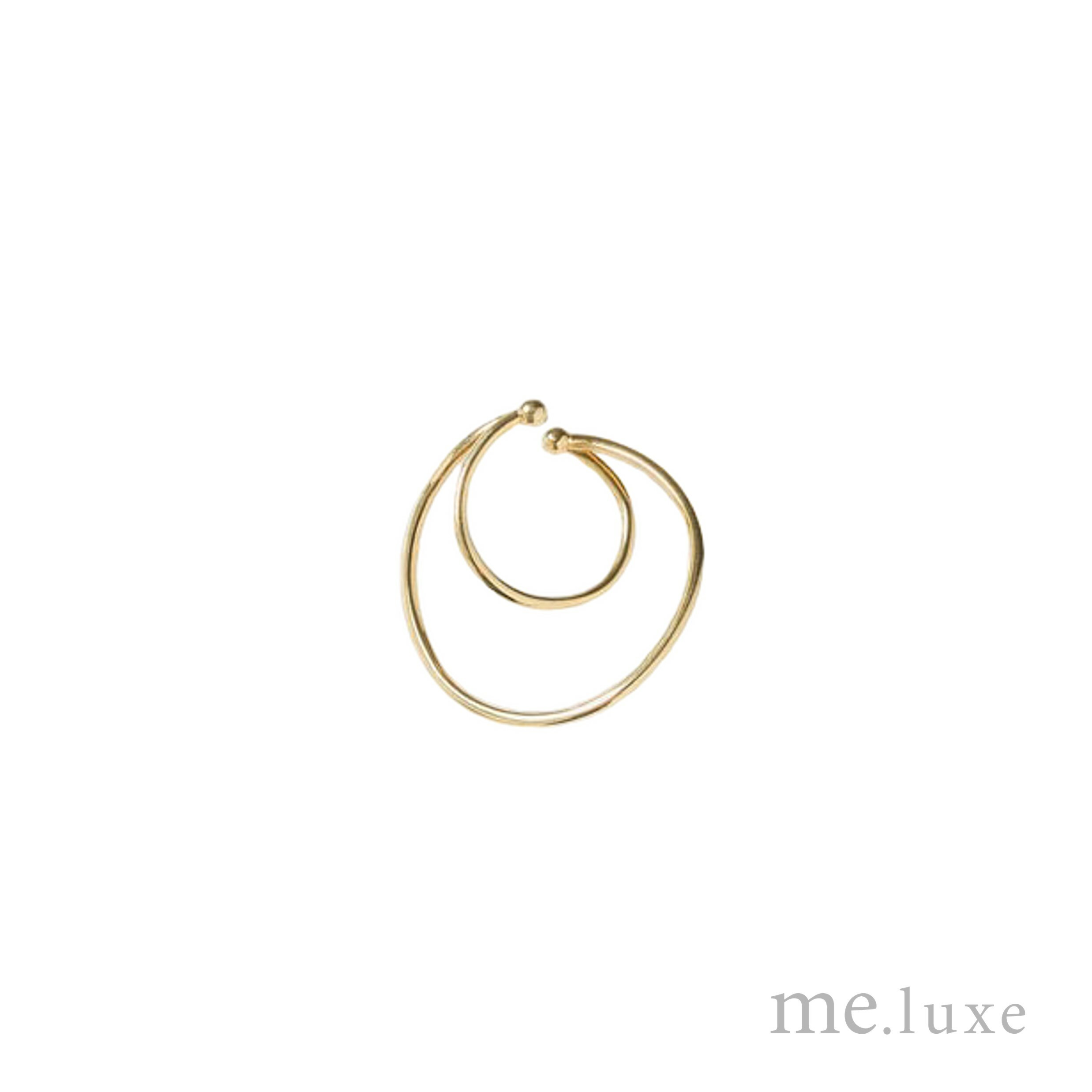 【me.luxe】SV立體雙環銀耳夾(單只)-黃K/銀白
