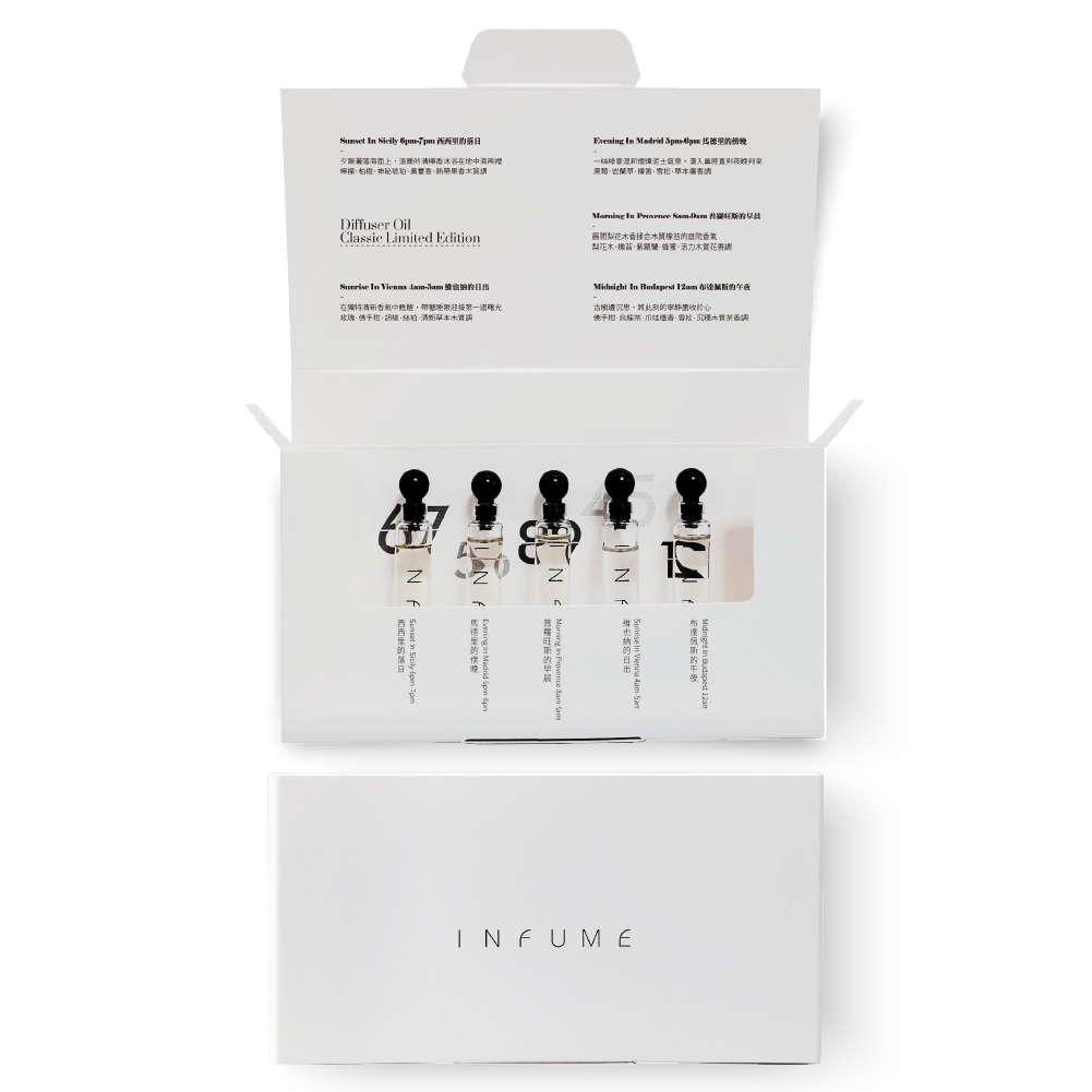 【Infume 空間氛研室】擴香精油體驗組(5入x2.5ml) 加贈冰晶石膏3入