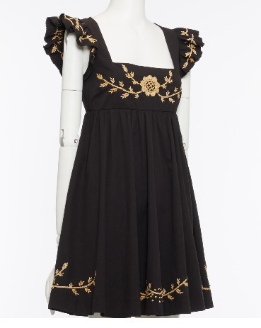 CRT07368 RED VALENTINO Short Plain Cotton Short Dress Black XR0VA21W6FK0NO (E)