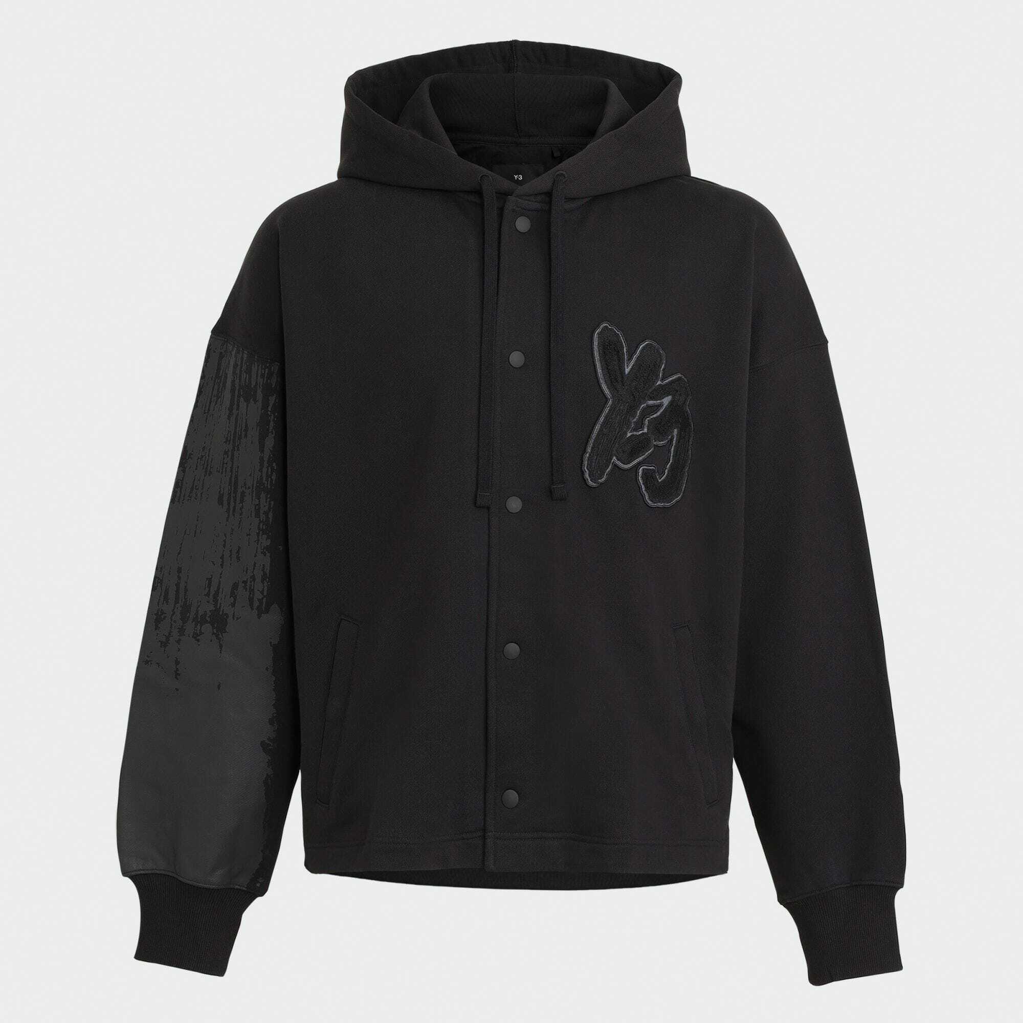 【 Y-3 GFX LOGO FT HDY 連帽夾克 - 全黑 】