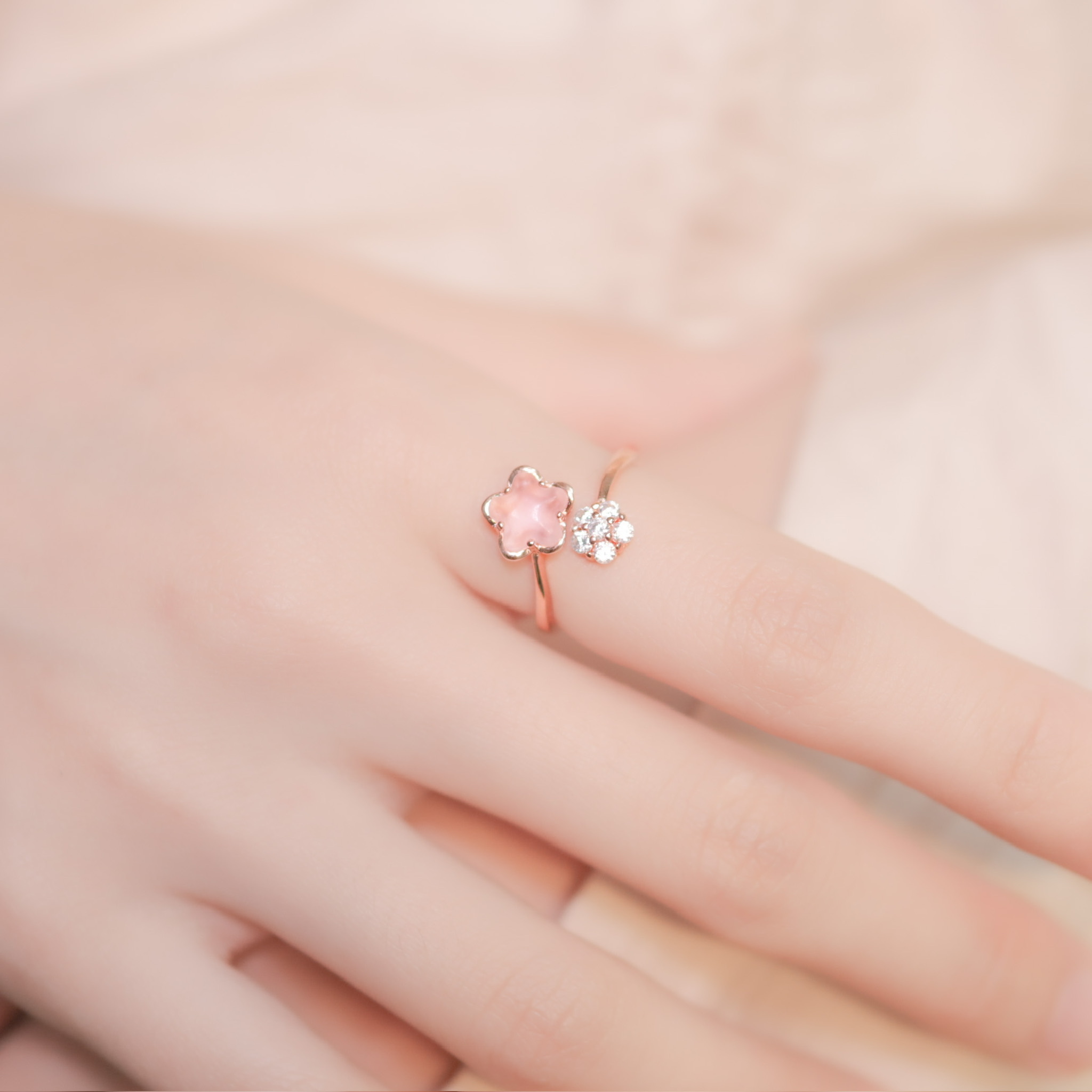 | 925純銀・玫瑰金 | 漫粉櫻花戒指 | RI0556 |