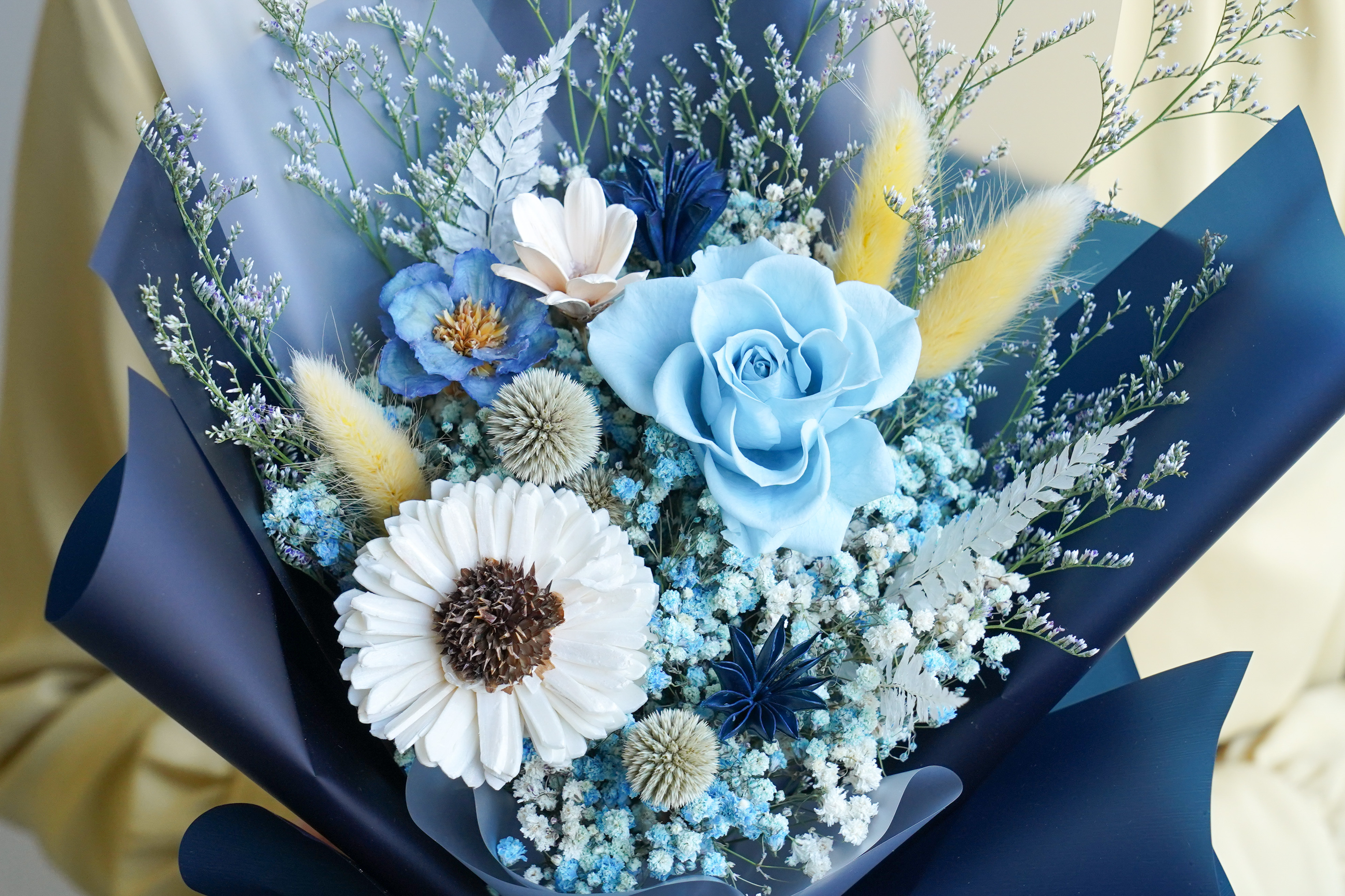 午夜藍玫瑰花,向日葵花束,台北向日葵花束哪裡買,喜歡生活乾燥花店