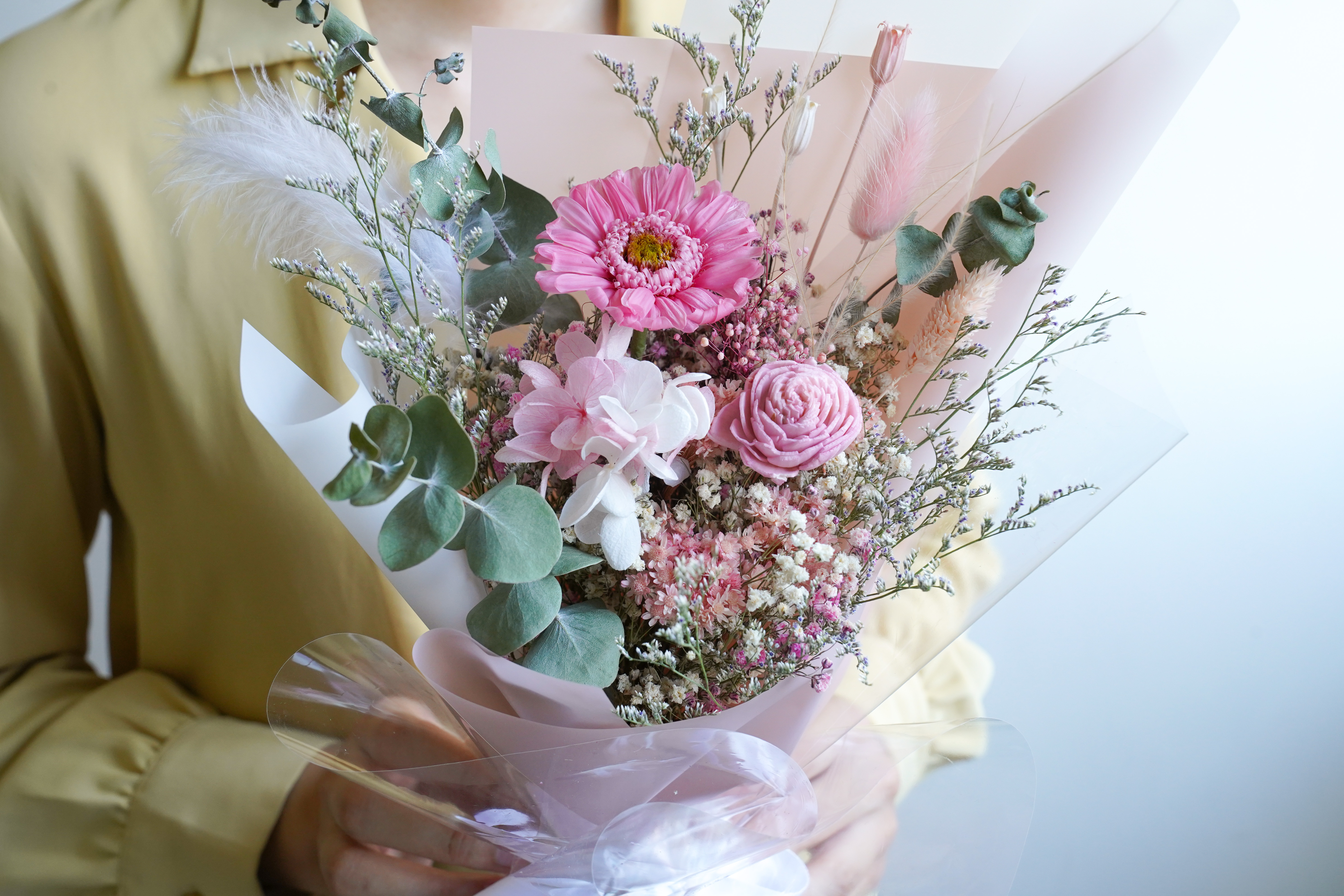 星空粉畢業花束,台北向日葵畢業花束,台北畢業花束推薦,向日葵花束推薦,畢業花束推薦特寫向日葵