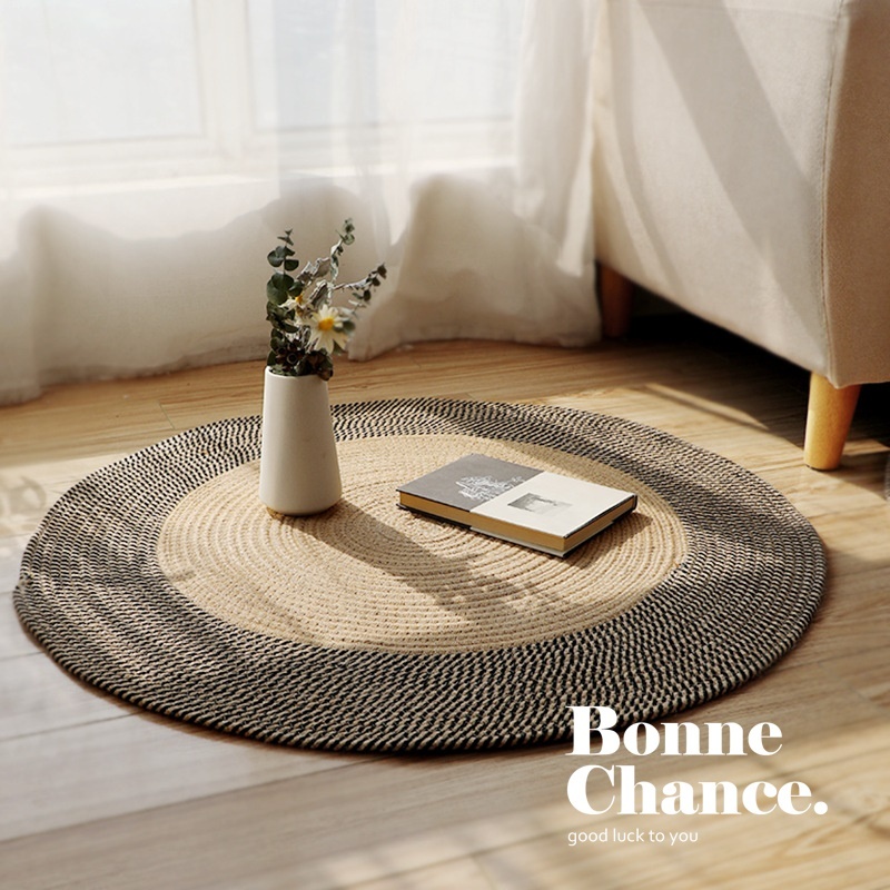 日系棉麻編織地毯 一色