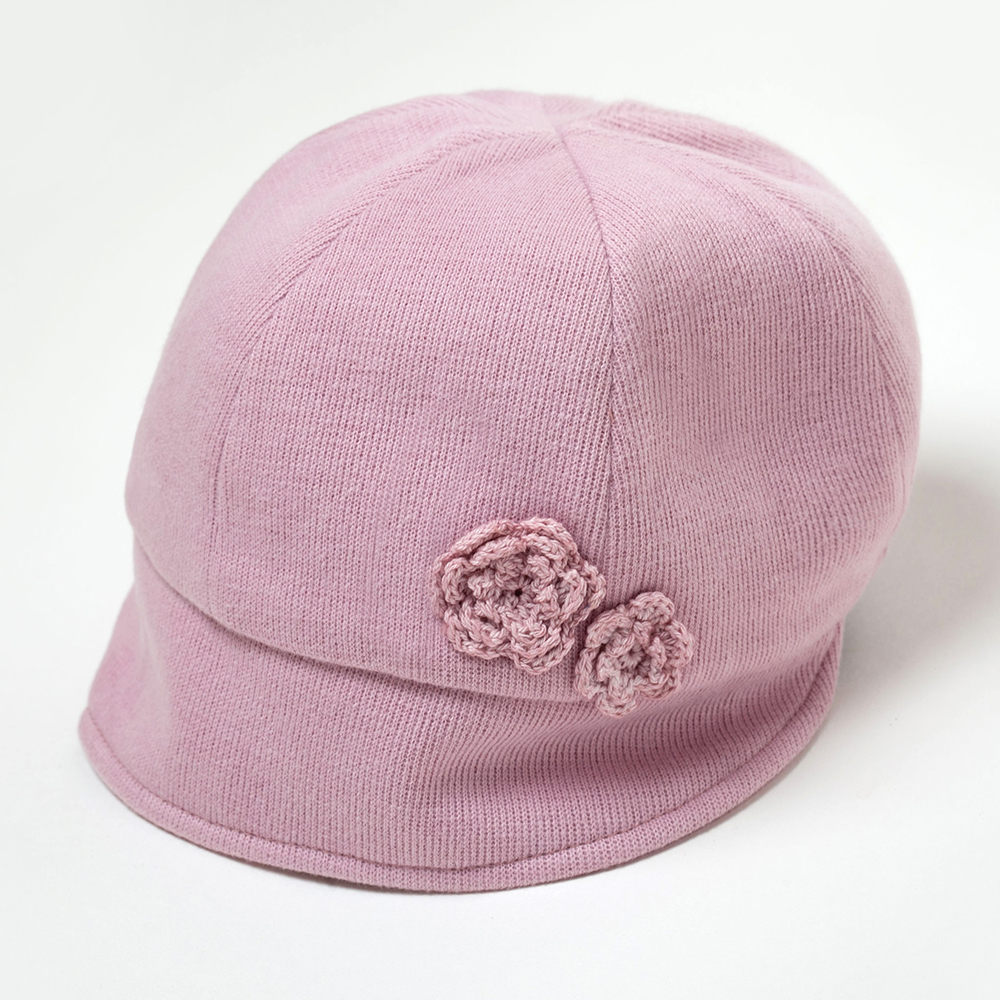 PIPPY優雅立體編織花貝蕾帽 粉