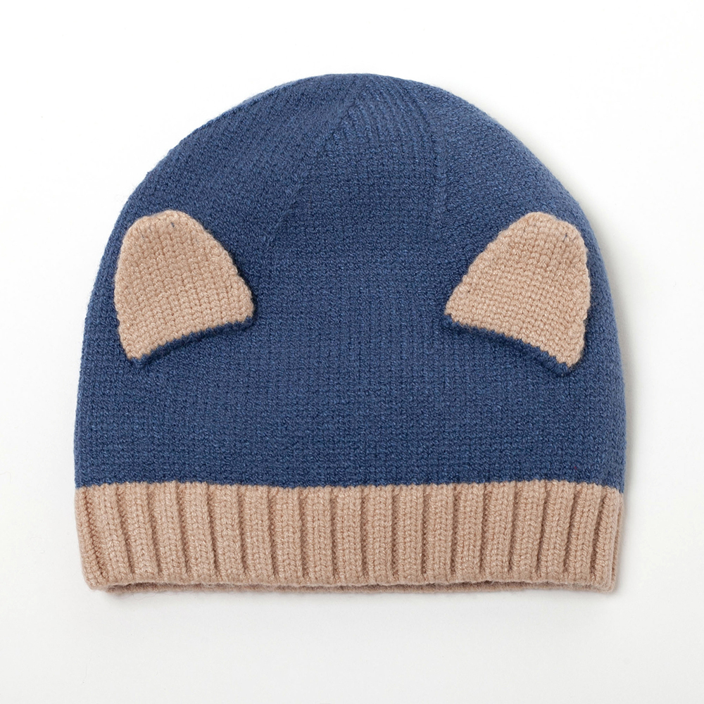 PIPPY手鉤貓耳造型針織帽 藍