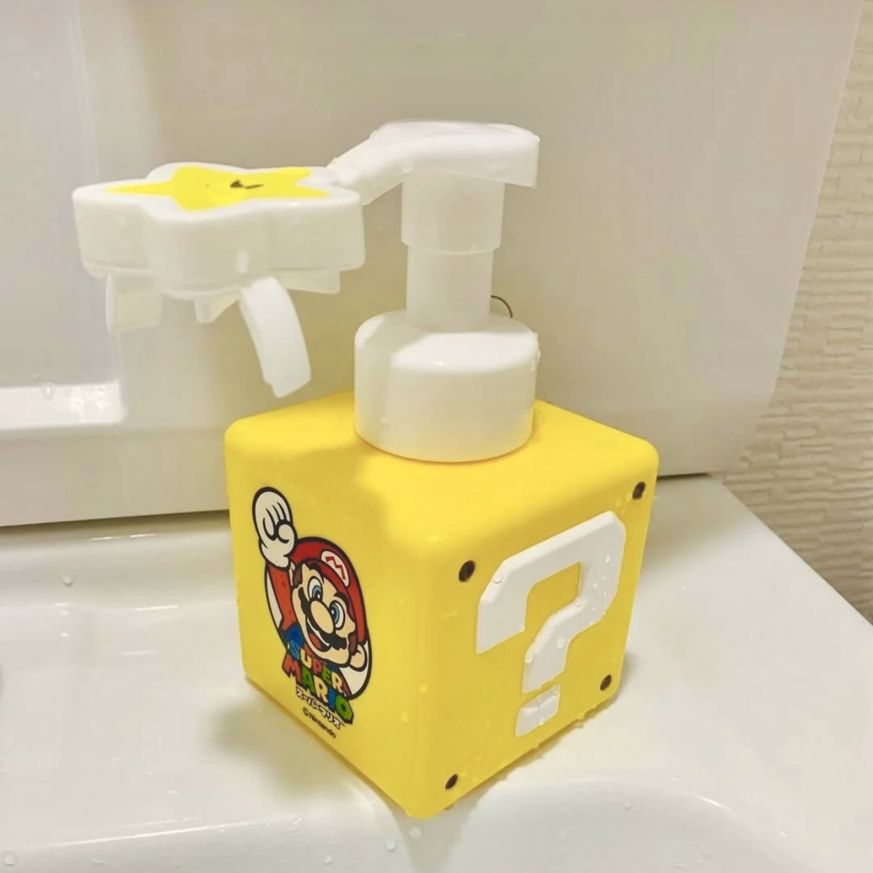 Super Mario 日本限定 任天堂 瑪利歐 問號 星星 方塊 洗手慕斯瓶