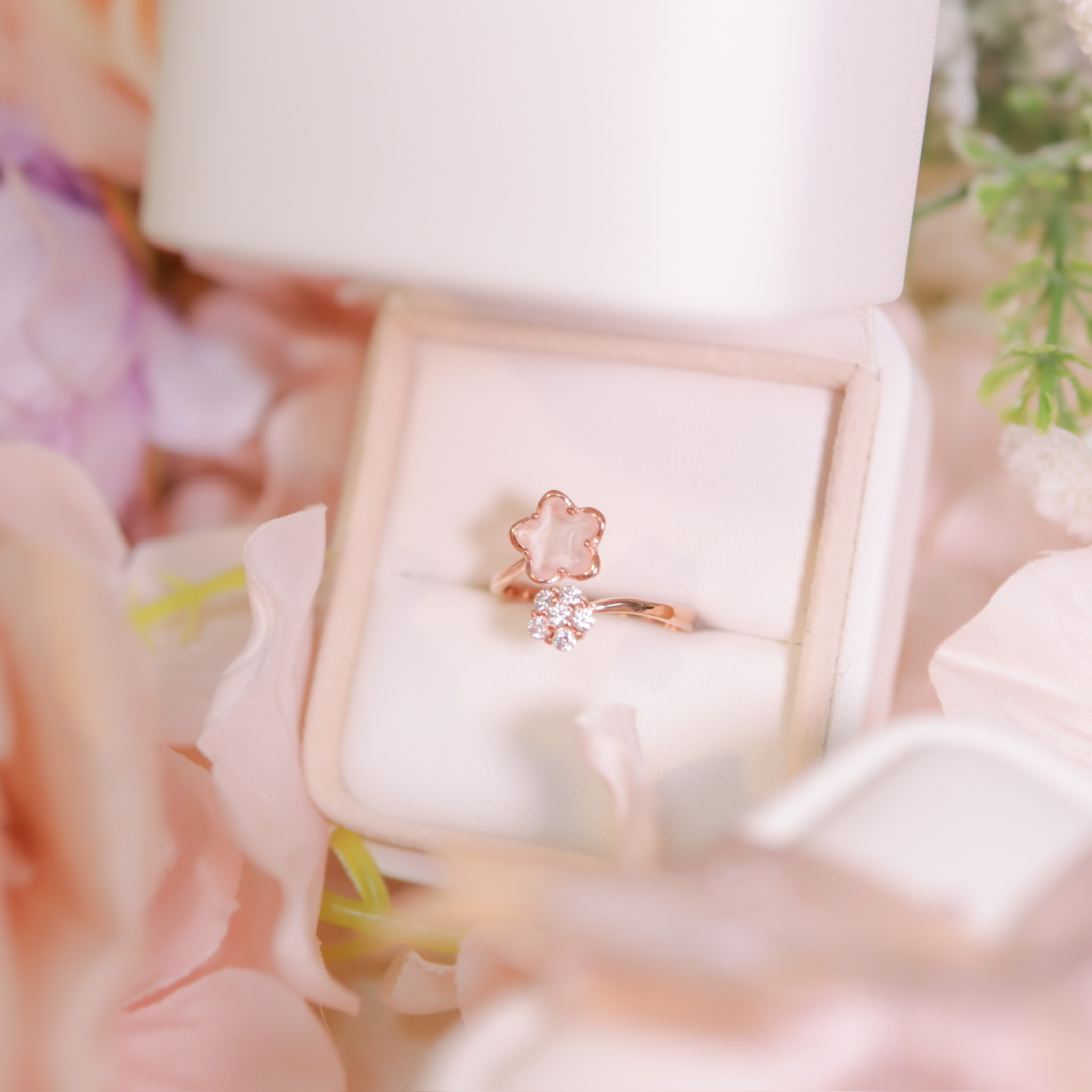 | 925純銀・玫瑰金 | 漫粉櫻花戒指 | RI0556 |
