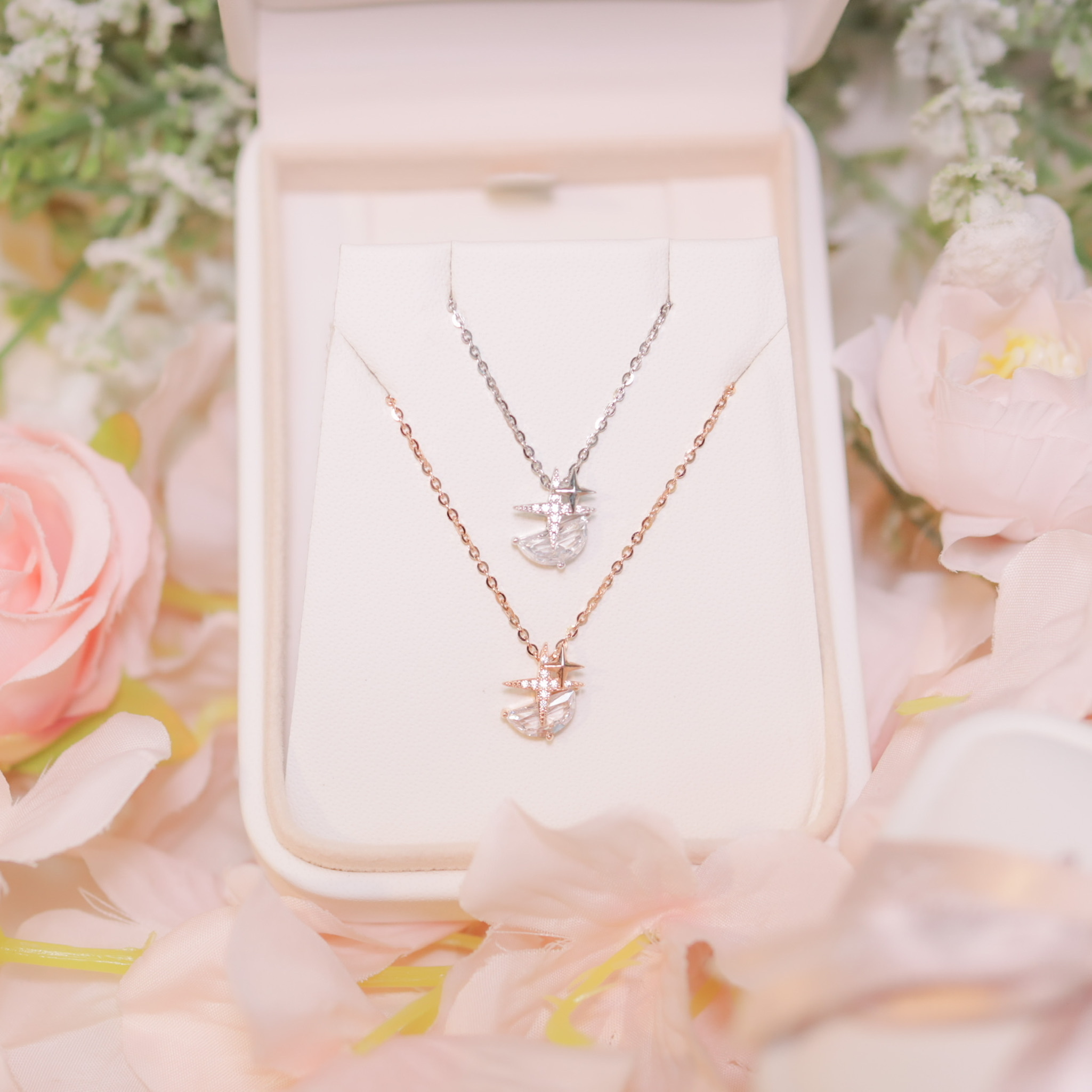 | 999足銀・白金・玫瑰金 | 星若浮夢項鍊  (銀/玫瑰金) | NE0889 |