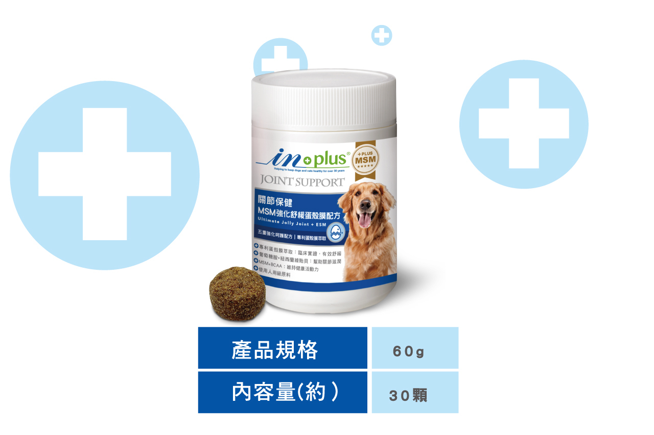 【IN-Plus】關節保健-MSM蛋殼膜配方 30入/60入 #狗保健