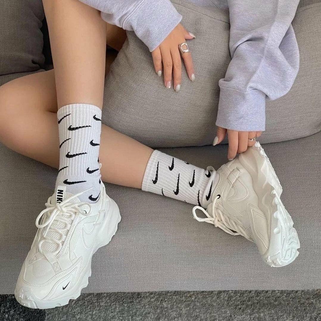 Nike Wms TC 7900 米白小白鞋 全白厚底增高