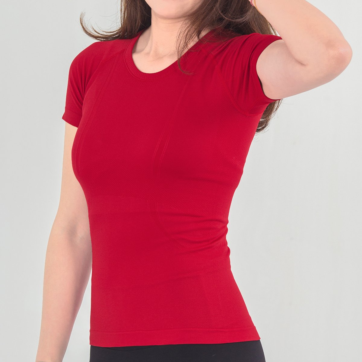 休閒針織短袖上衣 紅