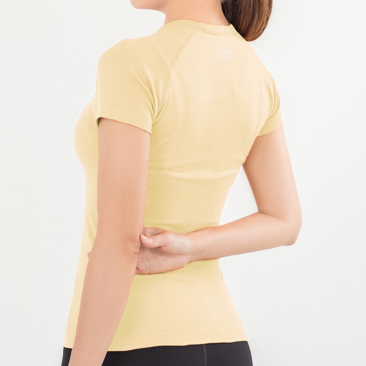 休閒針織短袖上衣 珠光黃