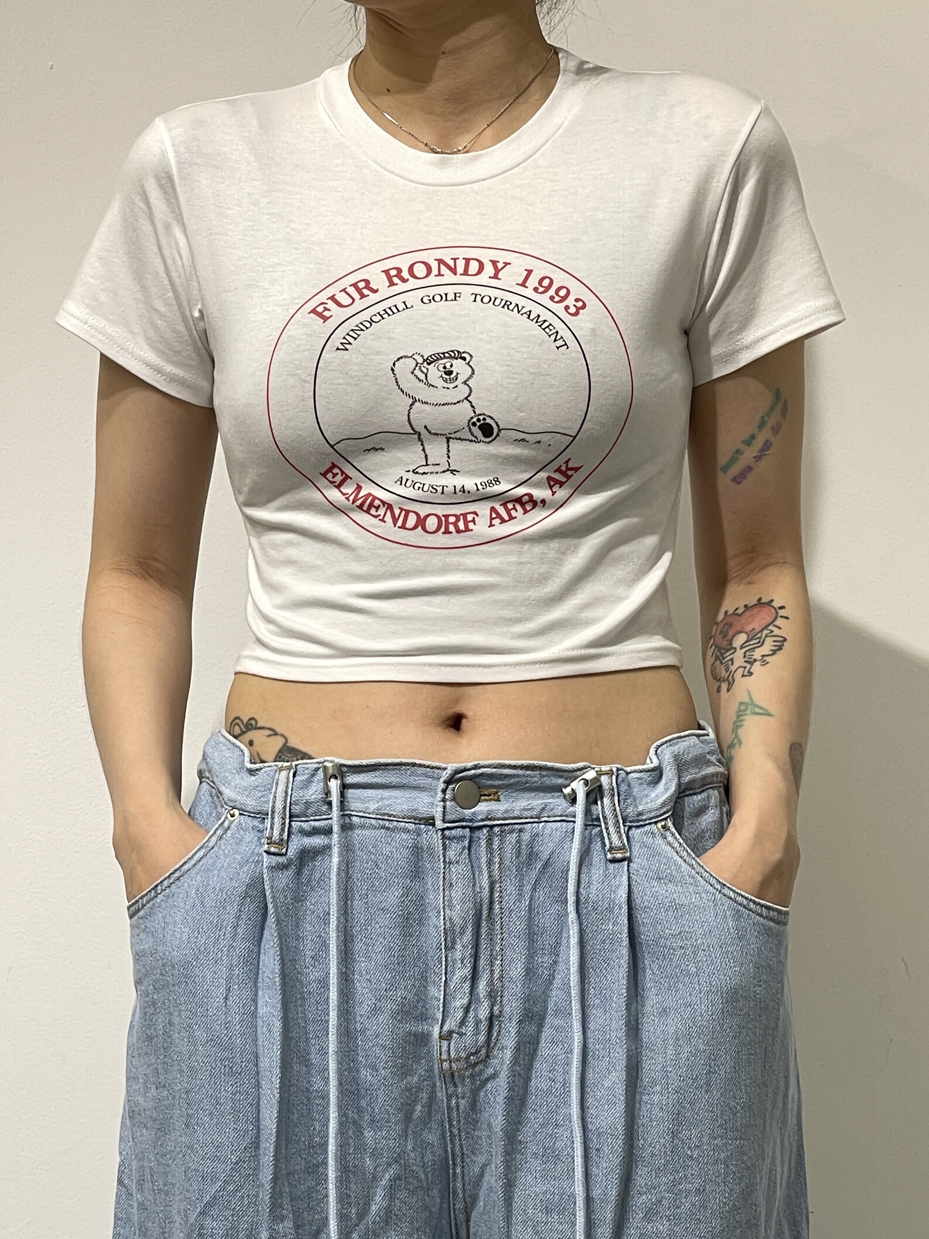 現貨 🇰🇷韓國 女款高腰北极熊修身T-shirt（CE459）
