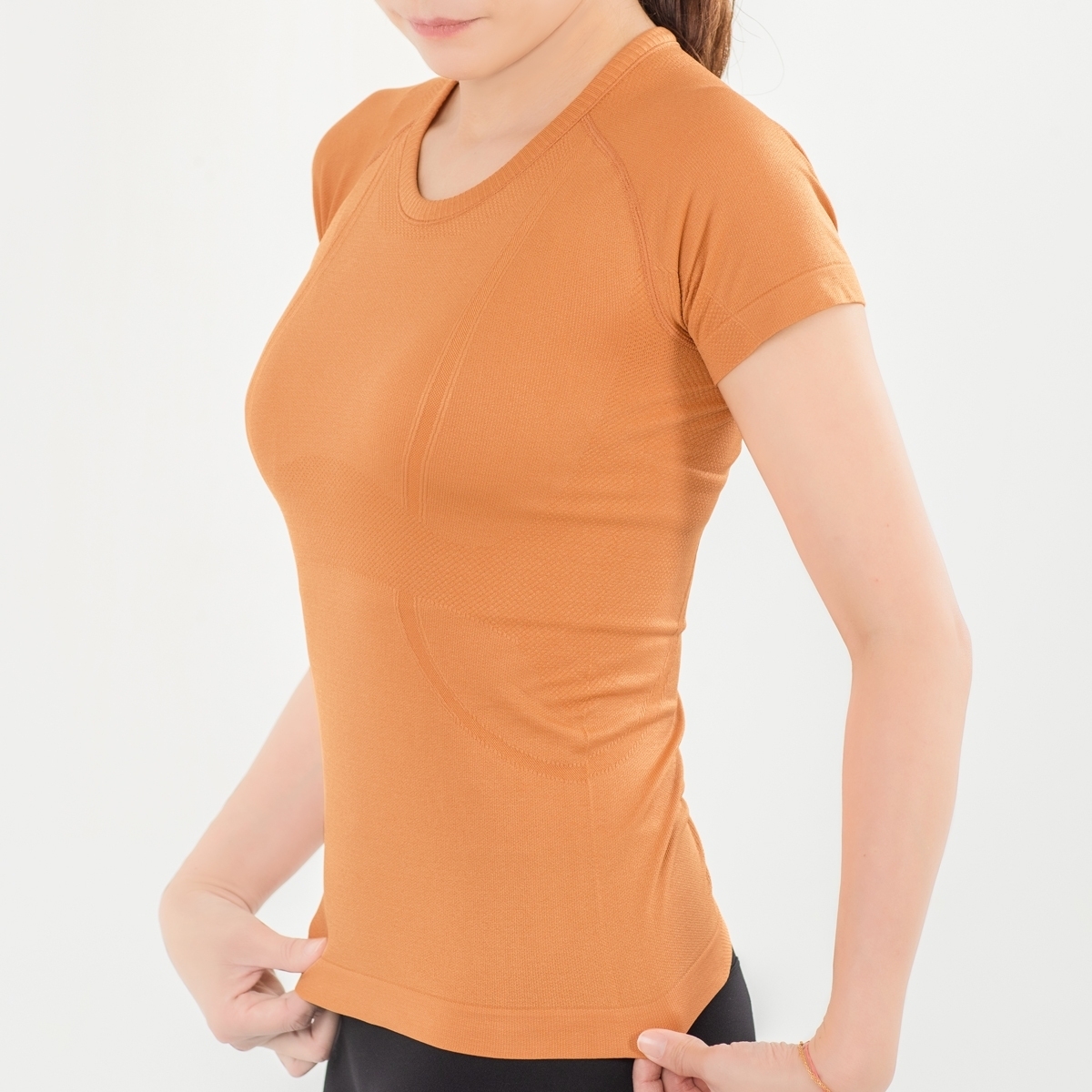 休閒針織短袖上衣 茶褐