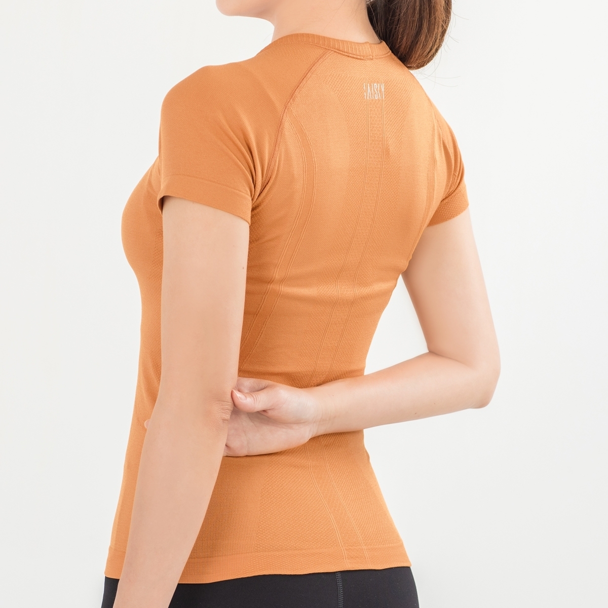 休閒針織短袖上衣 茶褐