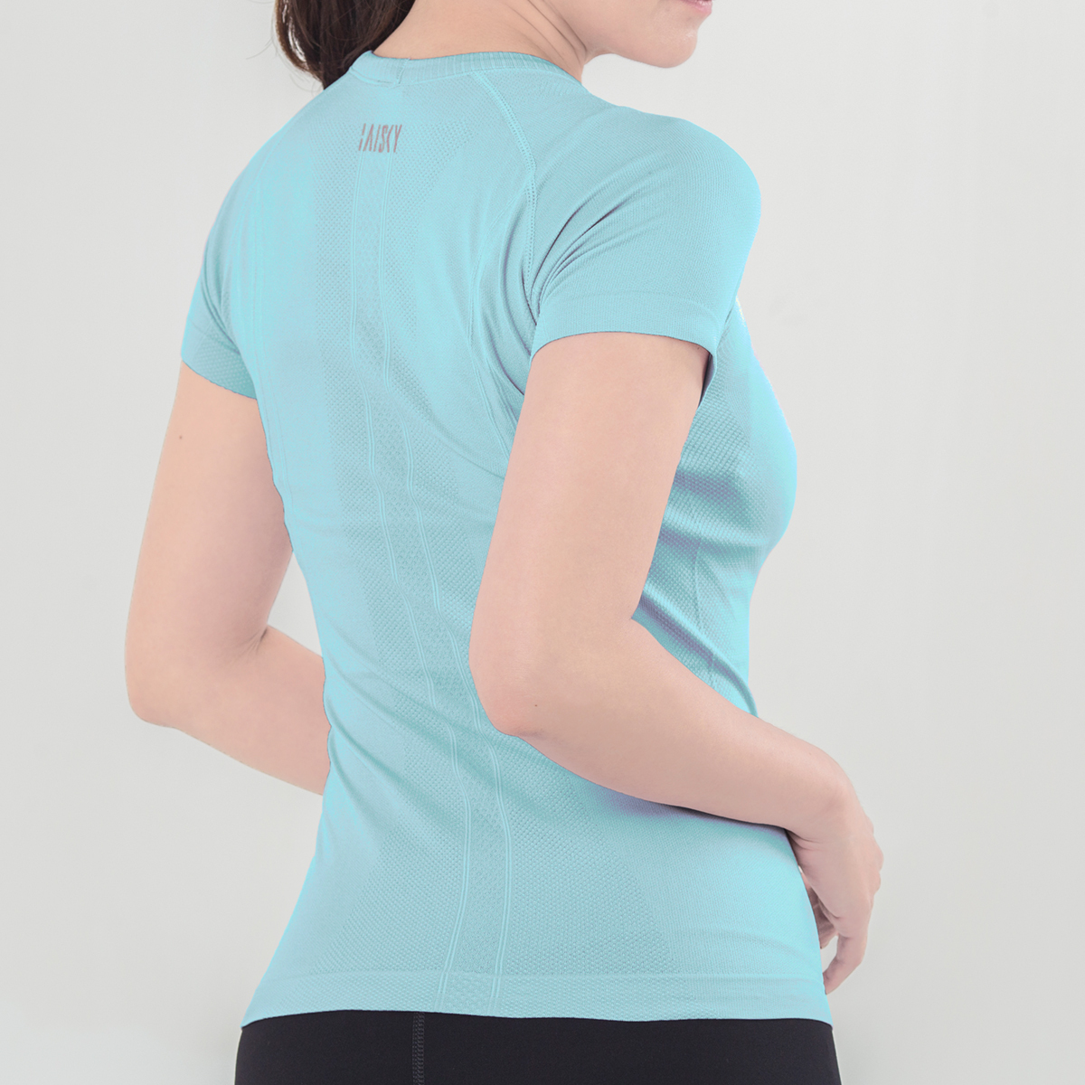 休閒針織短袖上衣 碎冰藍