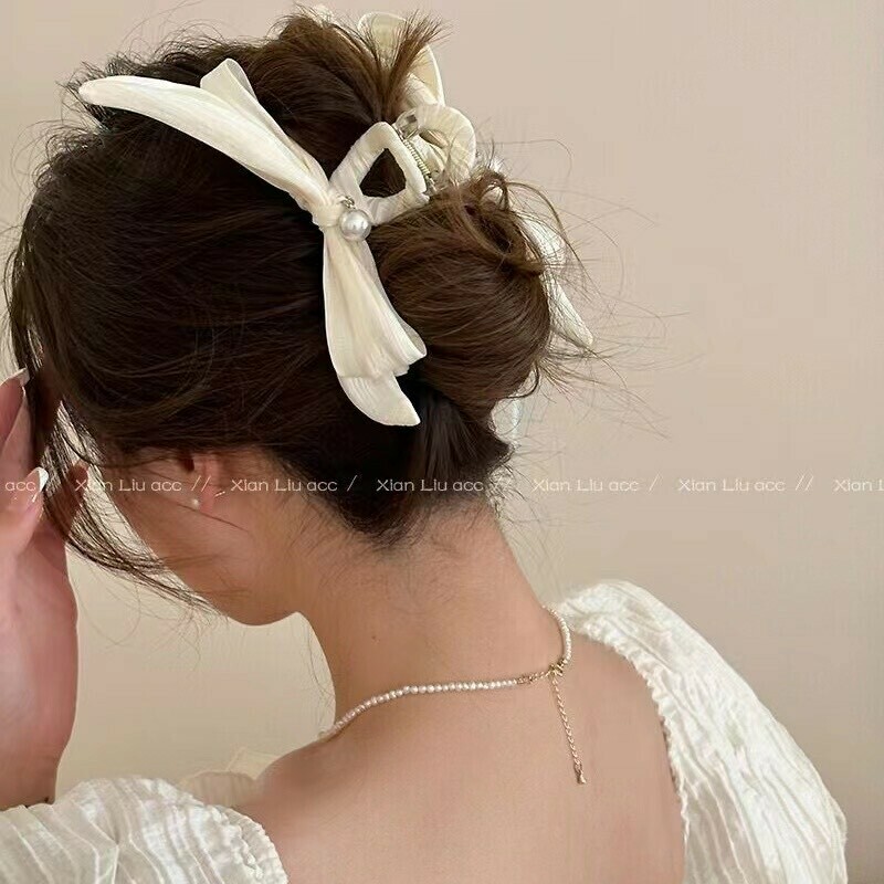 浪漫緞帶珍珠鯊魚夾