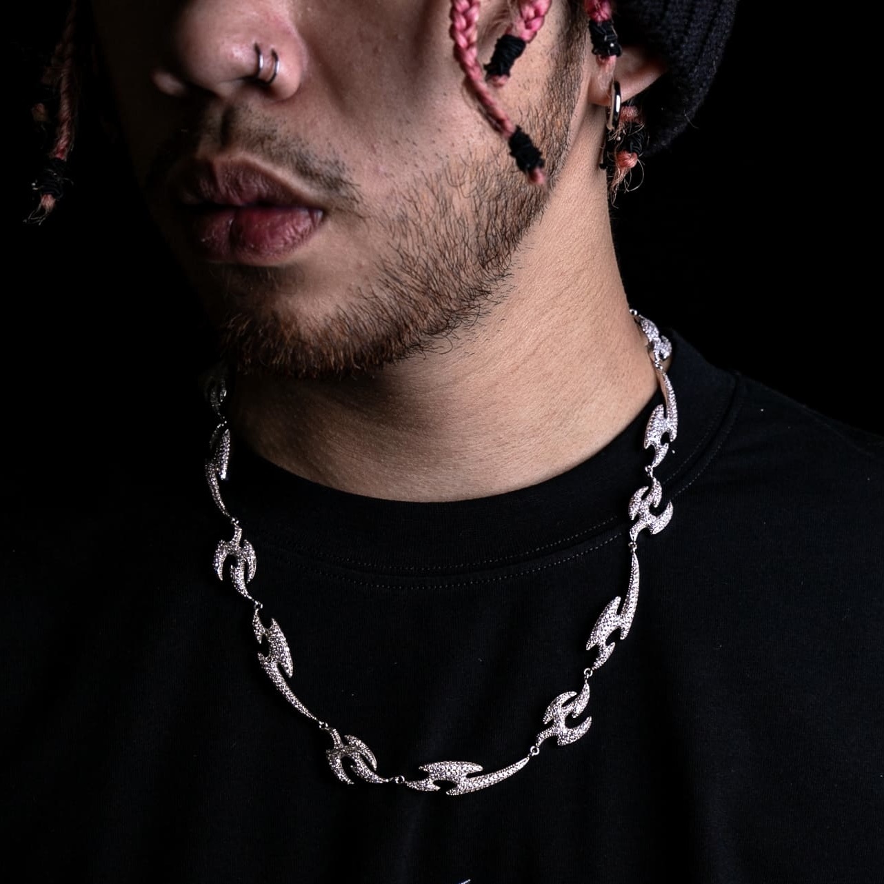 滿鑲日式火焰造型項鍊