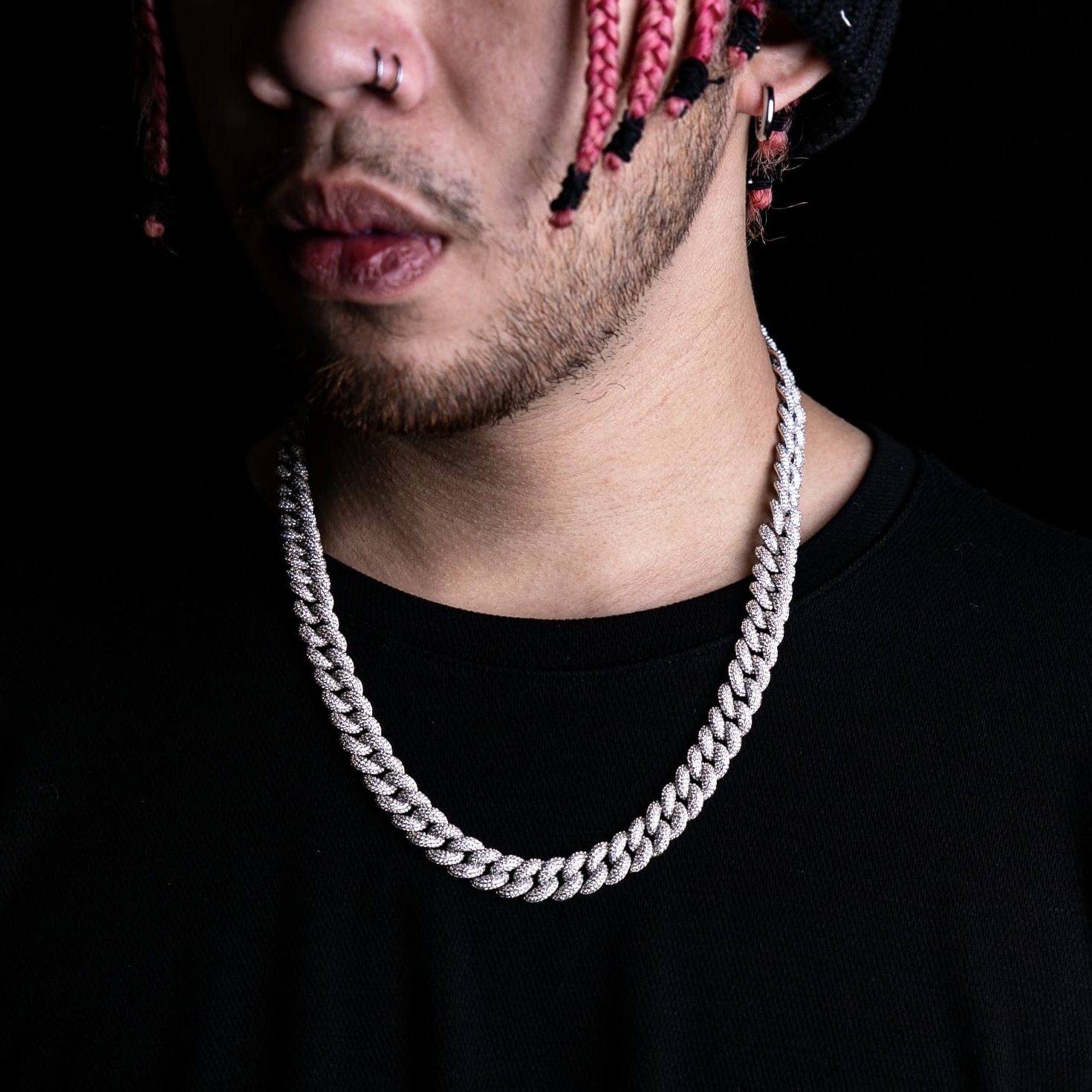 12mm滿鑲四排鑽泡泡古巴鍊