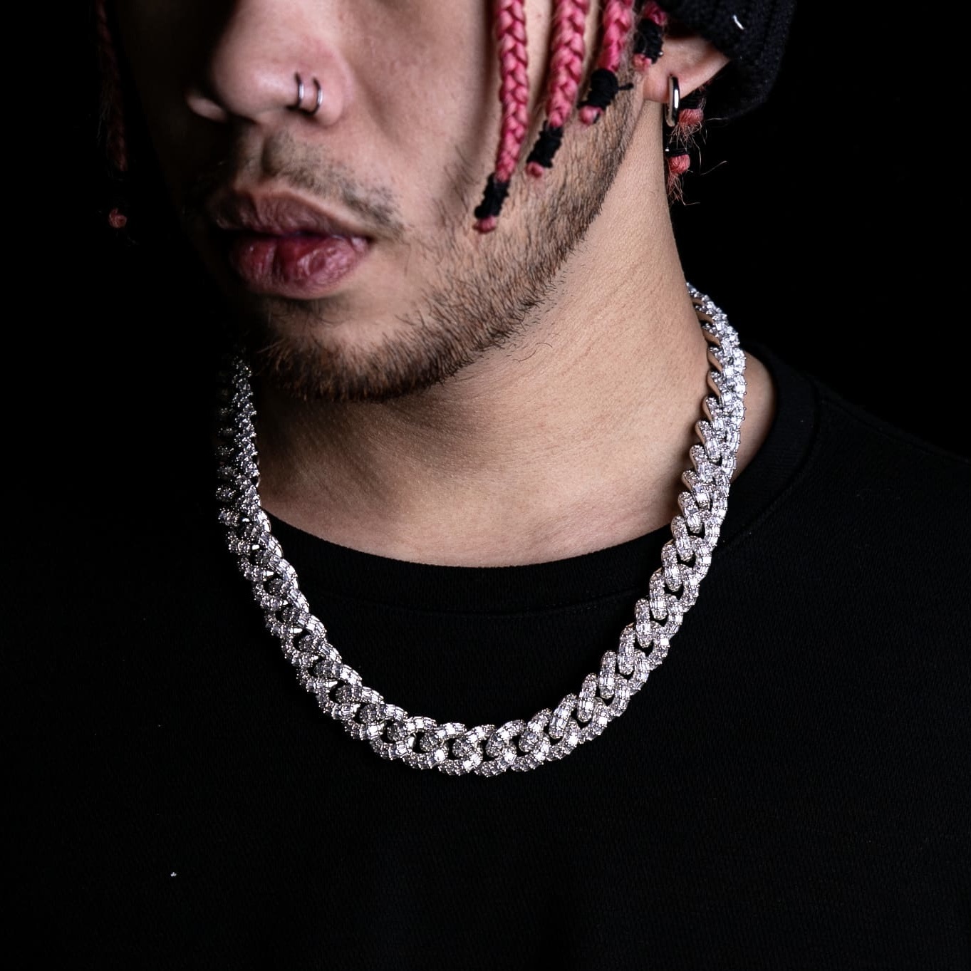 16mm滿鑲T方古巴項鍊