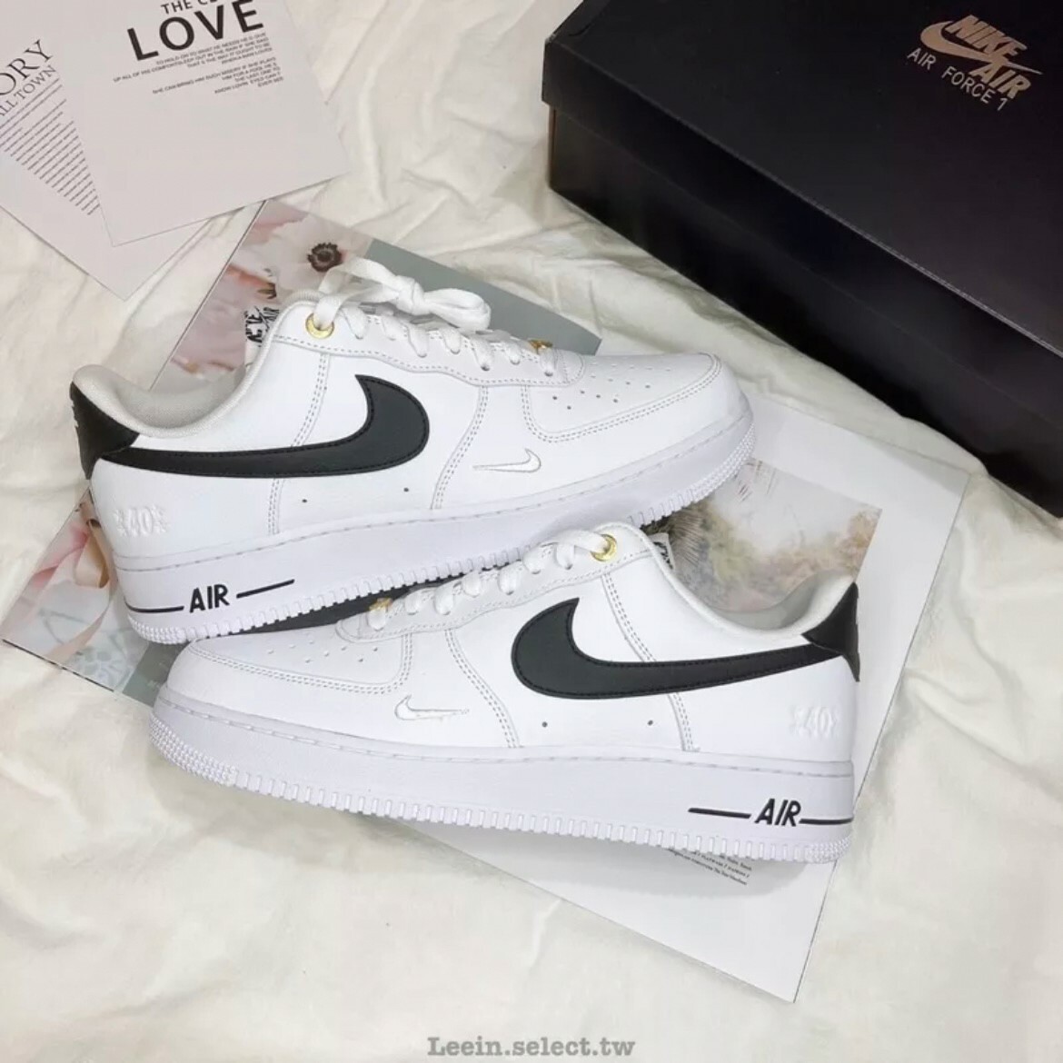 Nike Air Force 1 Se 40週年 黑白 白金鐵牌 荔枝皮 男鞋 DQ7658-100