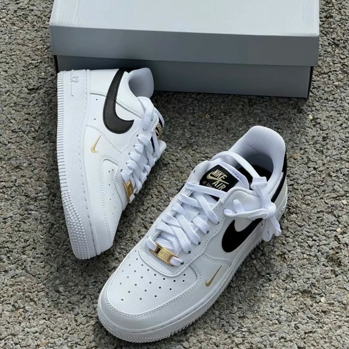 Nike Air Force 1 白黑 金勾 雙勾 男女鞋 AF1 CZ0270-102