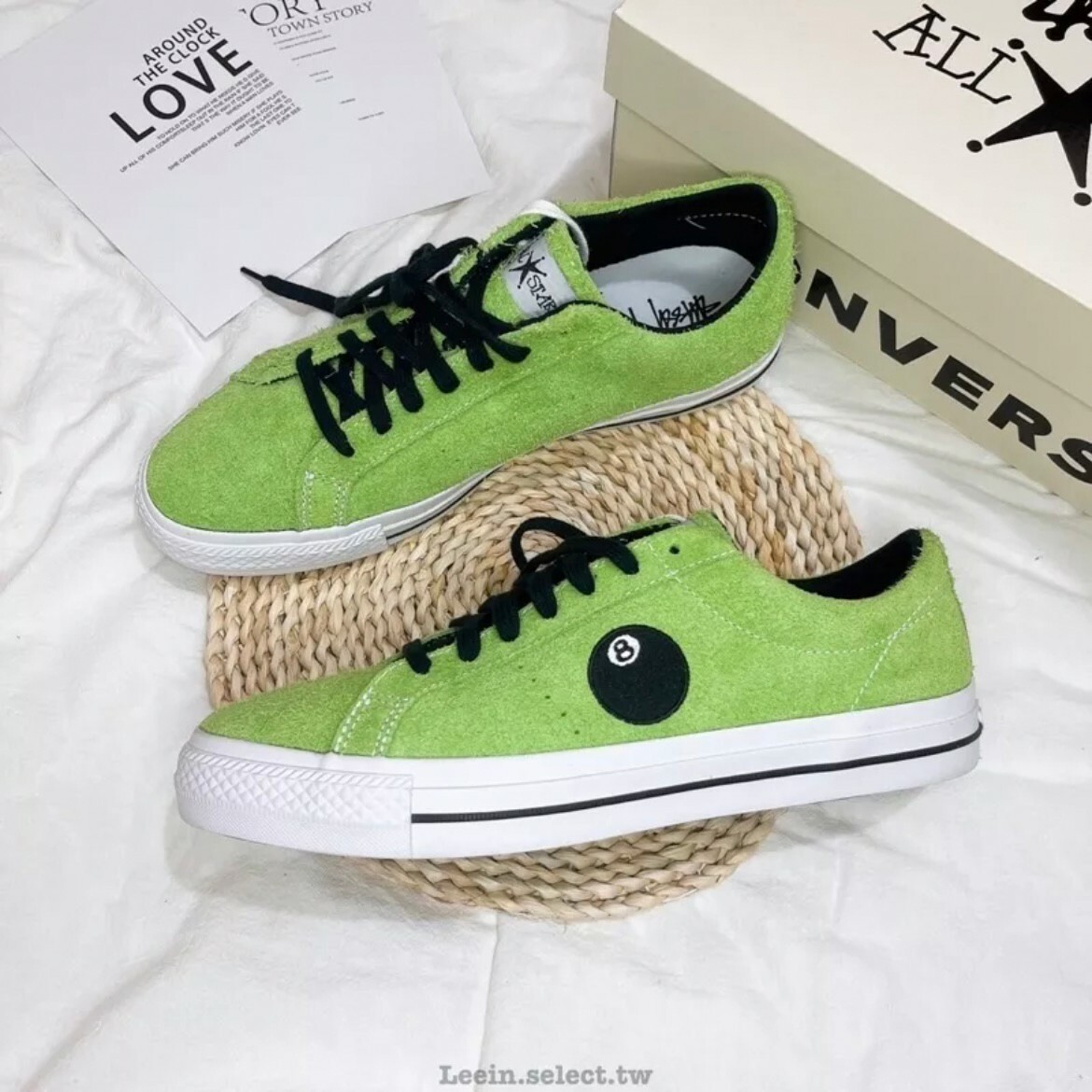 Converse One Star Pro x Stüssy 綠色 八號球 聯名款 麂皮低筒 A03712C