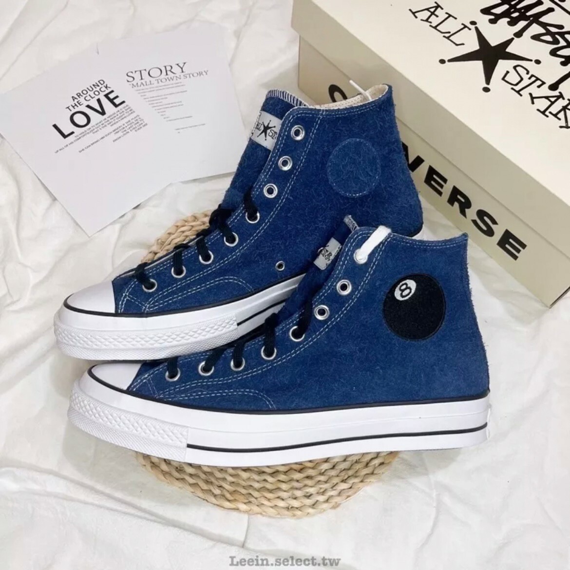 Converse Chunk 70 hi x Stüssy 海軍藍 八號球 聯名款 麂皮高筒 A03711C