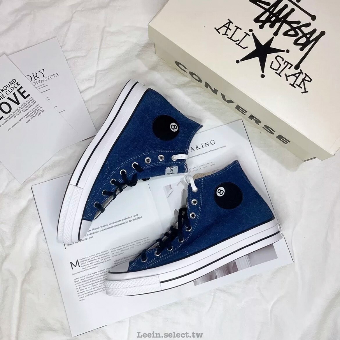 Converse Chunk 70 hi x Stüssy 海軍藍 八號球 聯名款 麂皮高筒 A03711C