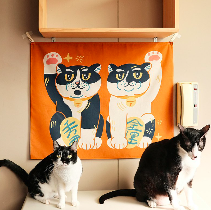 橘色炭吉姆吉 招財貓島民掛布 ｜皮康
