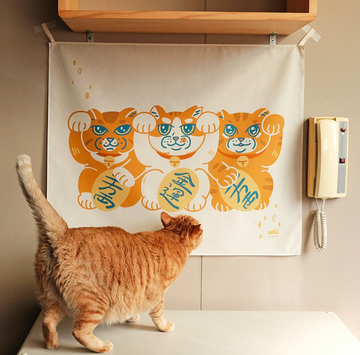橘橘橘貓 招財貓島民掛布 ｜皮康