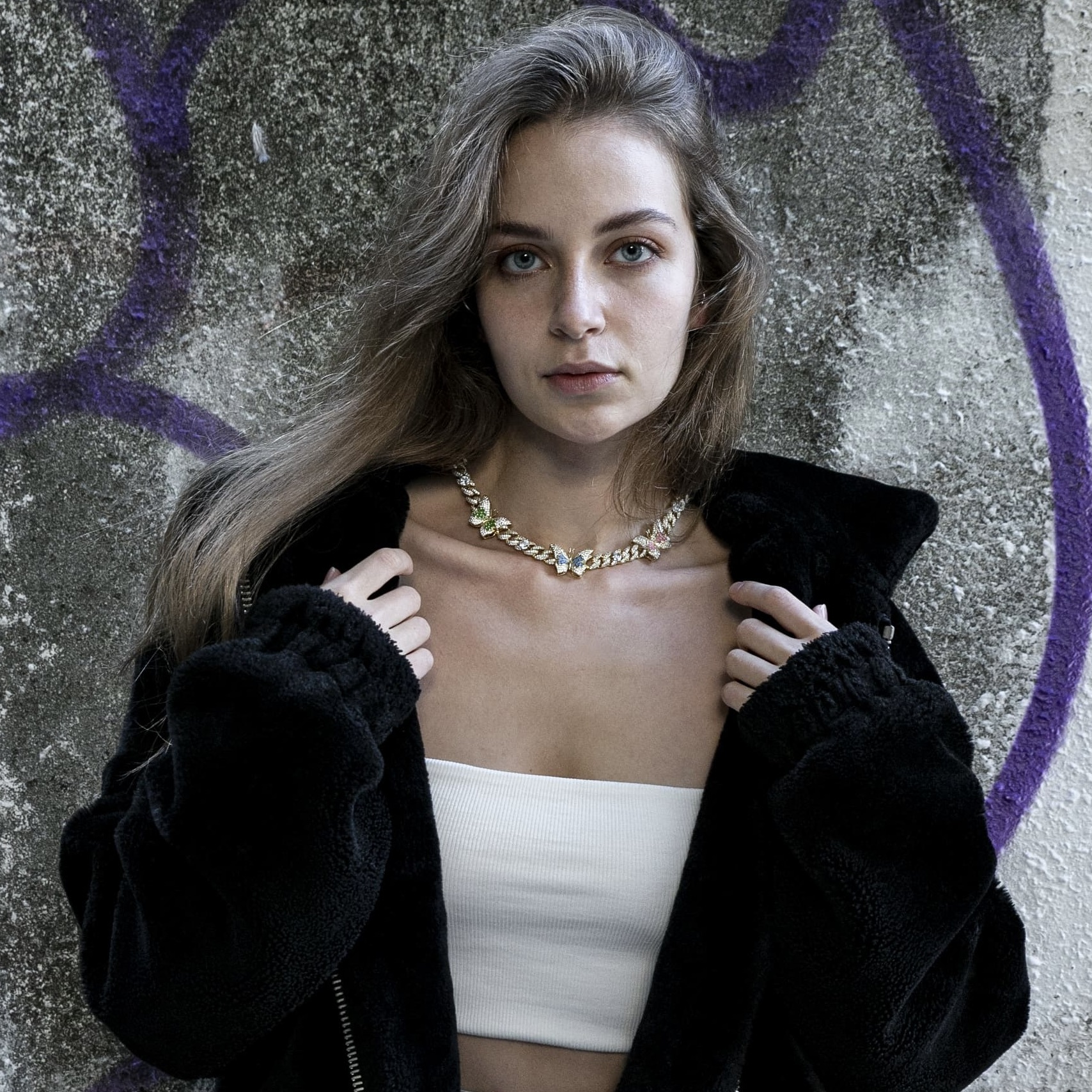 10mm珐瑯蝴蝶滿鑲古巴鍊