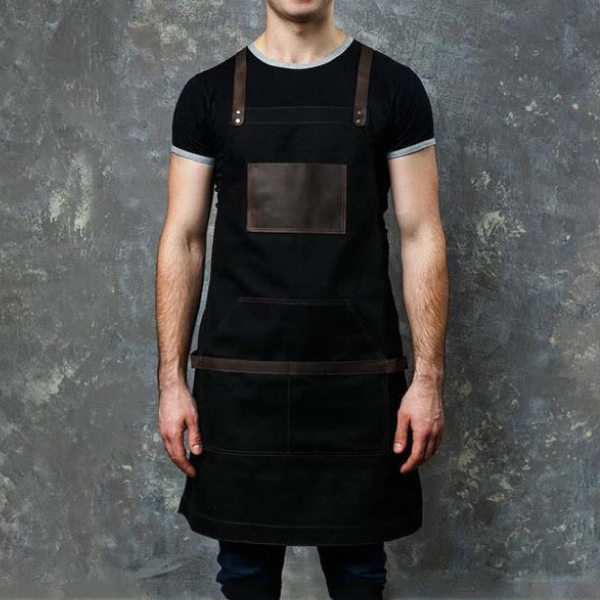 饗宴餐飲厚磅拼接皮革圍裙