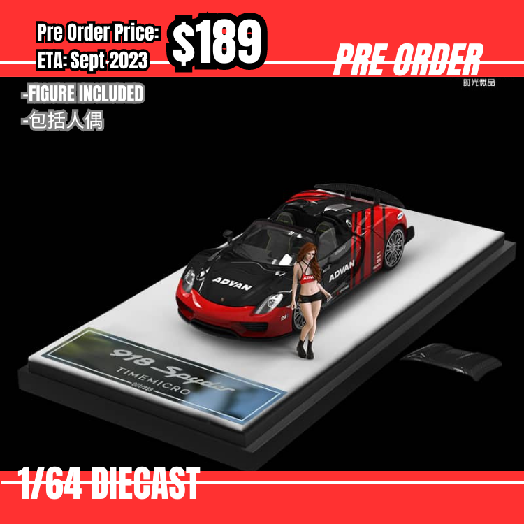 PO-$189 * Time Micro * 1:64 Porsche 918 Spyder Advan w/figure [05/07]