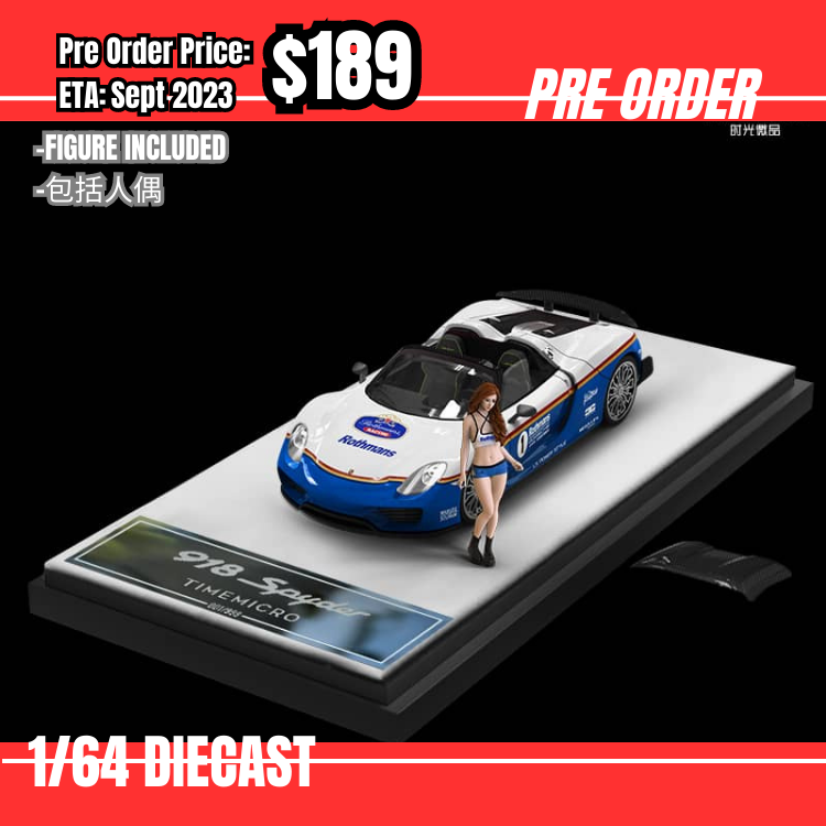 PO-$189 * Time Micro * 1:64 Porsche 918 Spyder Rothmans w/figure [05/07]