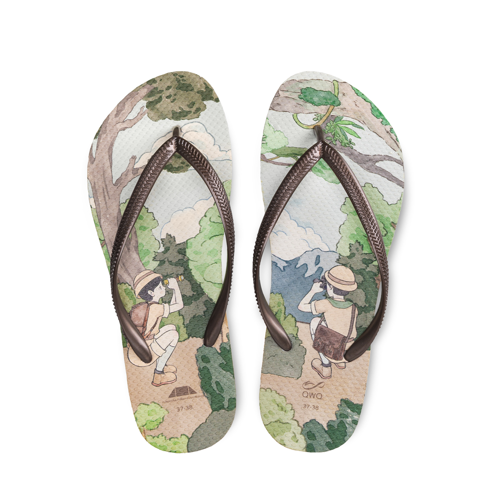 吉文考古 探險款 棕色 女款細帶人字夾腳拖鞋