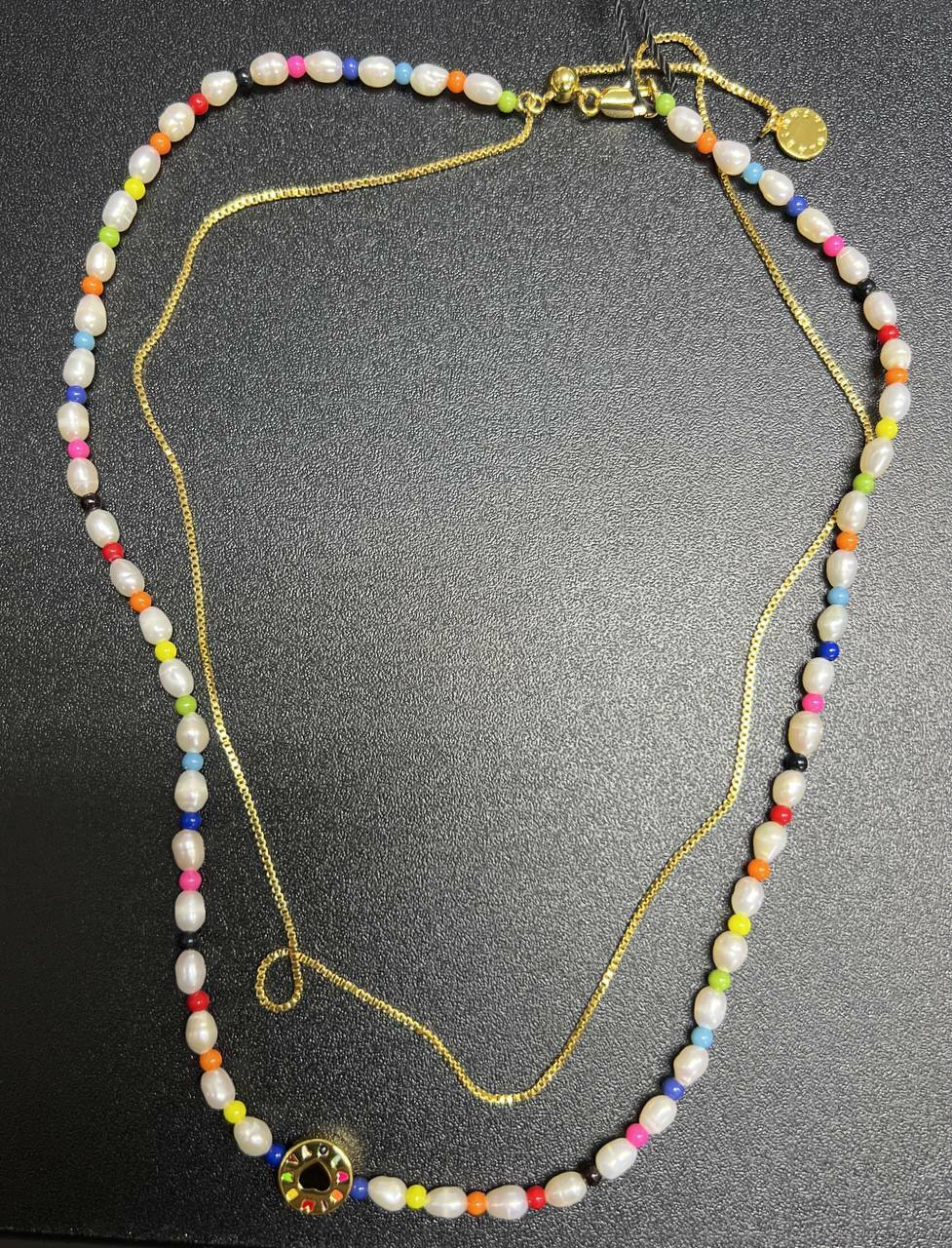 [S] BIMBAY NECKLACE WITH LOGO PENDANT,GOLD MULTI, 8445394093641 (SBY28)